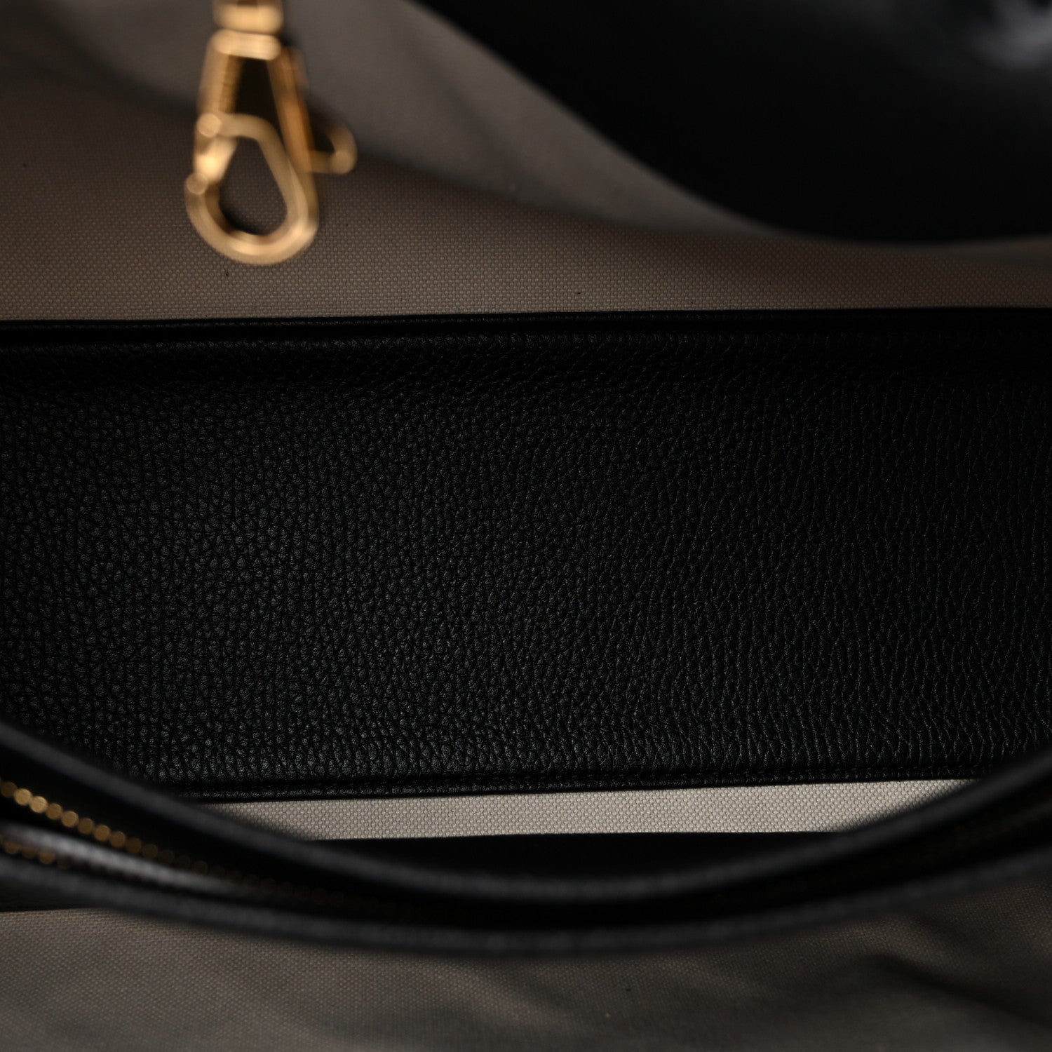 Grained Calfskin Stitched Urban Essentials Shopping Bag Black — view 5