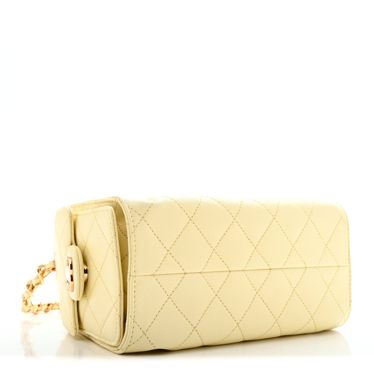 Caviar Quilted Mini Chanel 25 Handbag Light Yellow — view 4