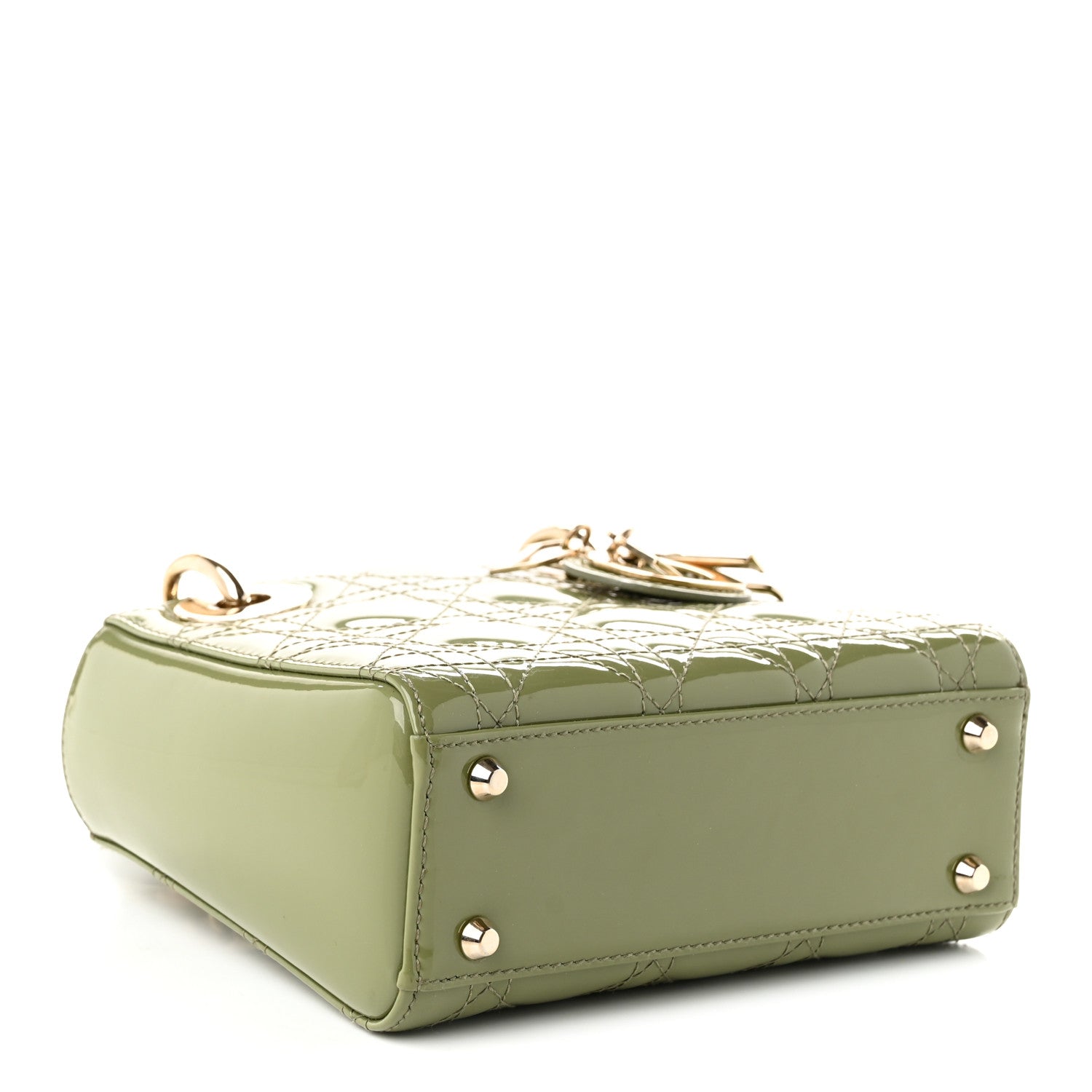 Patent Cannage Mini Lady Dior Dusty Green — view 4