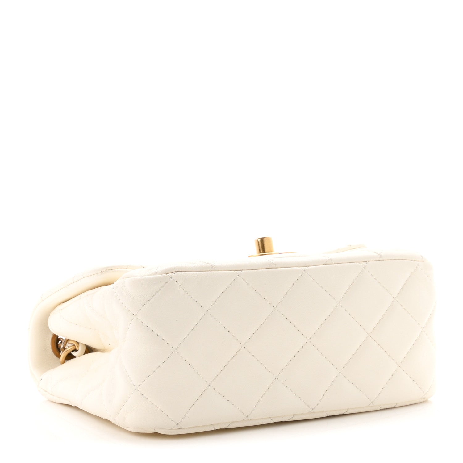 Lambskin Quilted Mini Pearl Crush Flap White — view 4