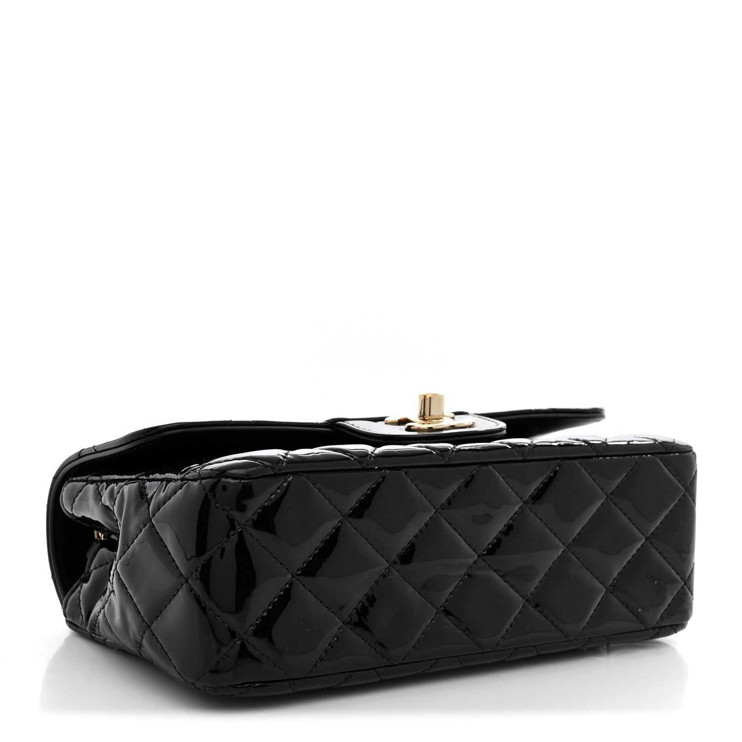 Patent Calfskin Quilted Mini Rectangular Flap Black — view 4