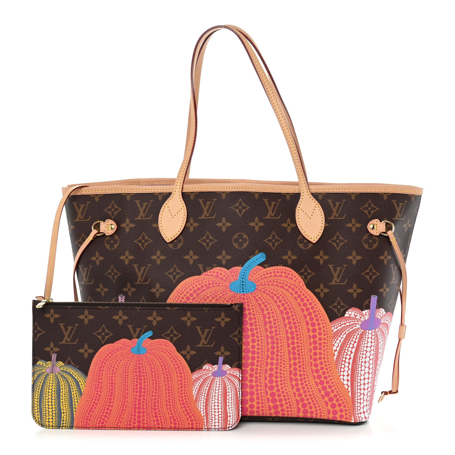 LV X YK Monogram Kusama Pumpkin Neverfull MM — view 3