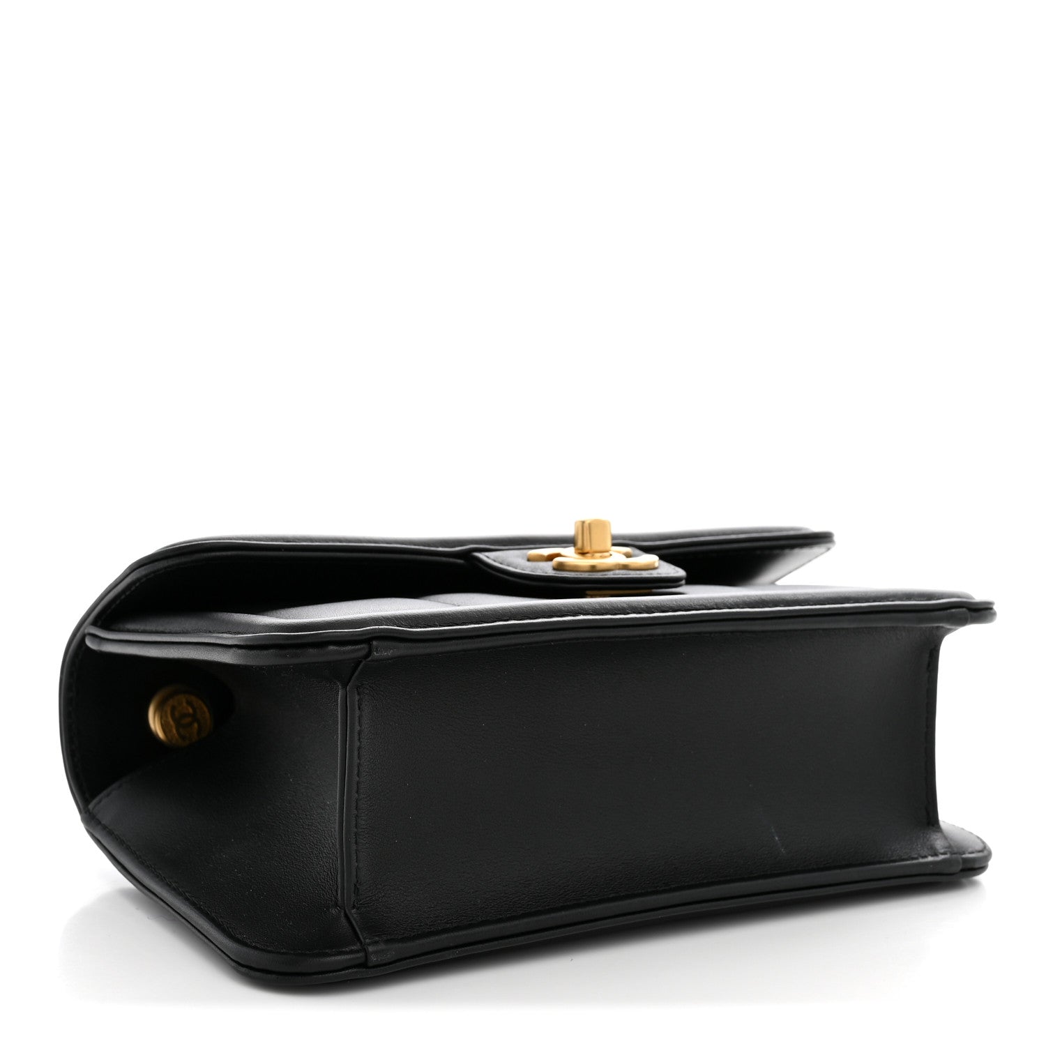 Lambskin Calfskin Mini Chocolate Bar Flap Bag Black — view 4