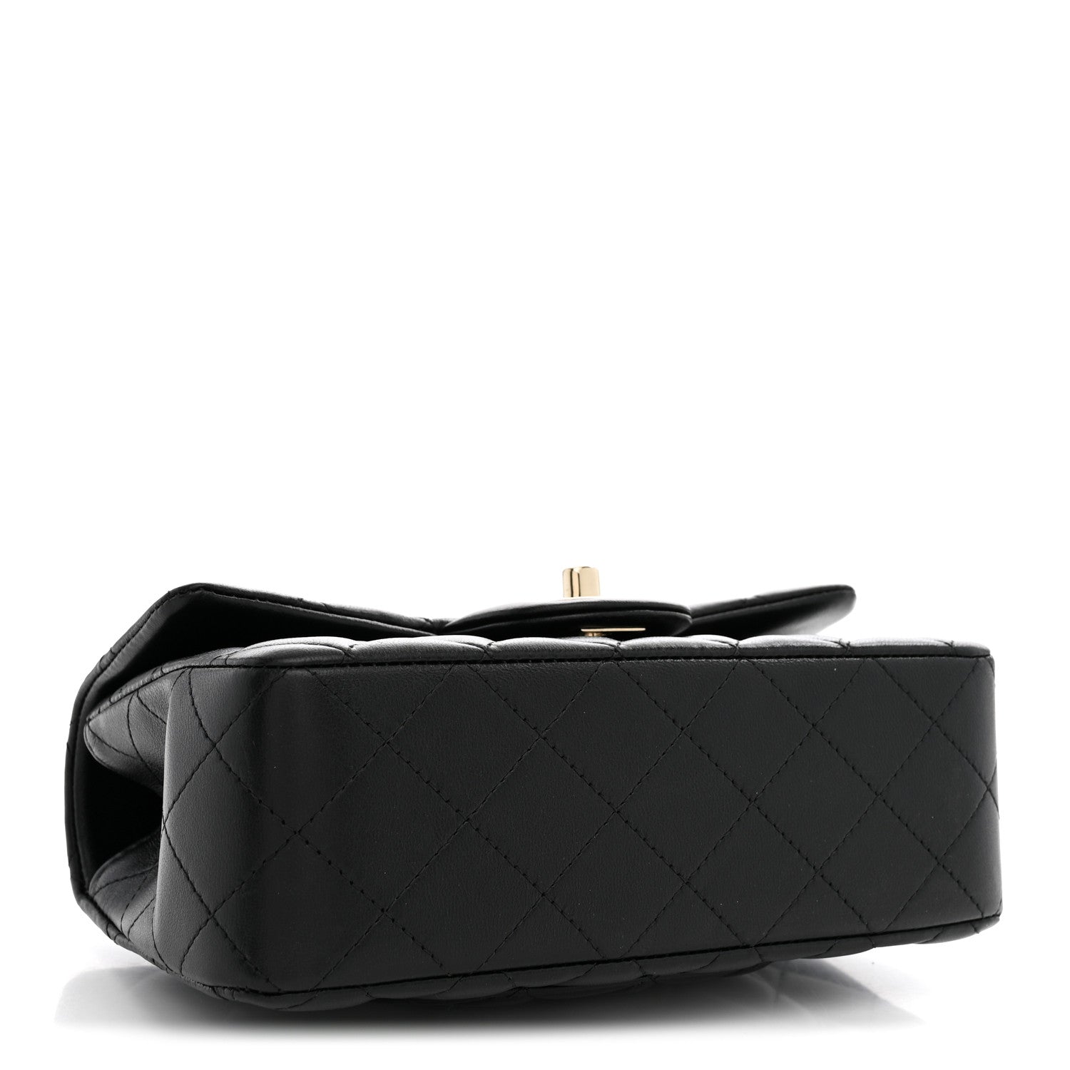 Lambskin Quilted Mini Top Handle Rectangular Flap Black — view 4