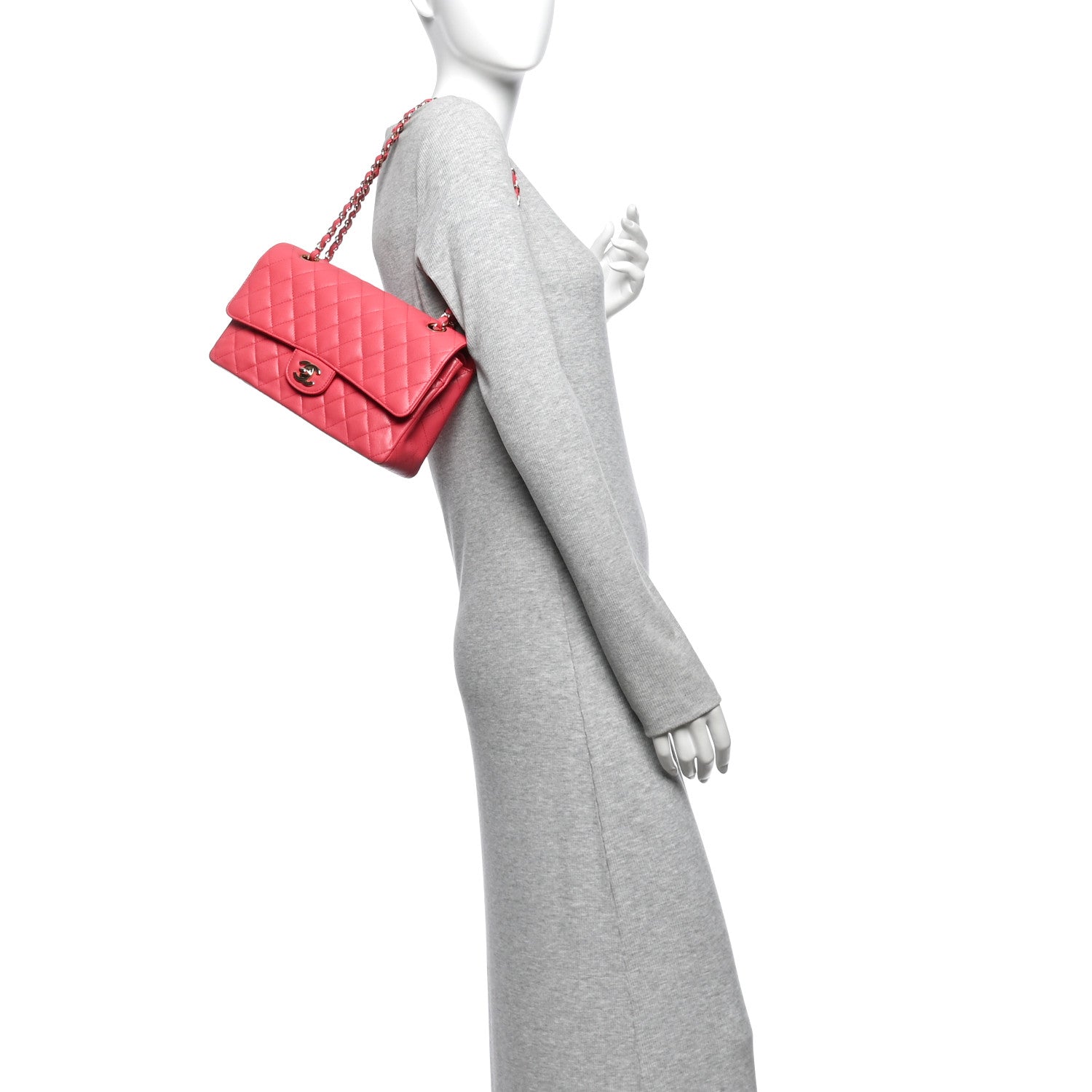 Caviar Quilted Medium Double Flap Dark Pink — view 2