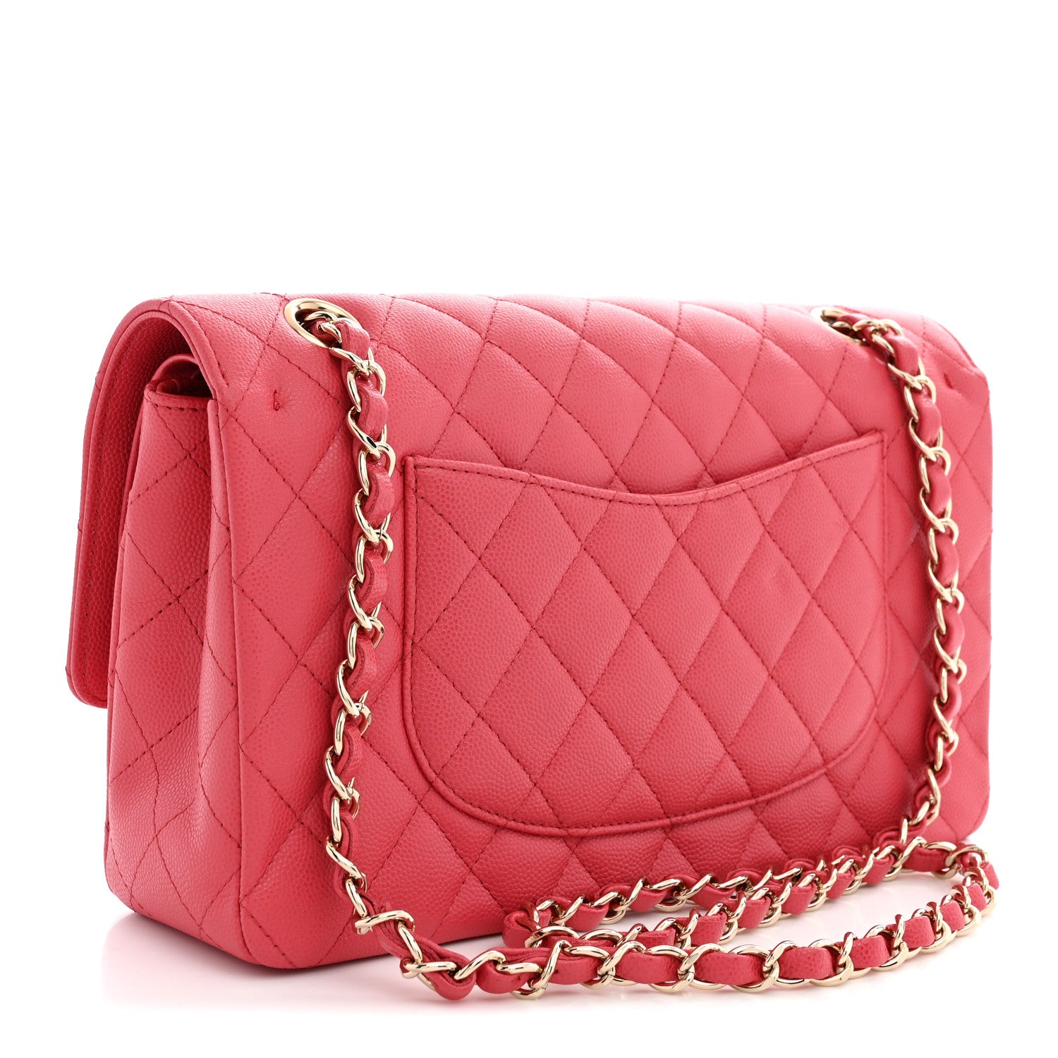 Caviar Quilted Medium Double Flap Dark Pink — view 3