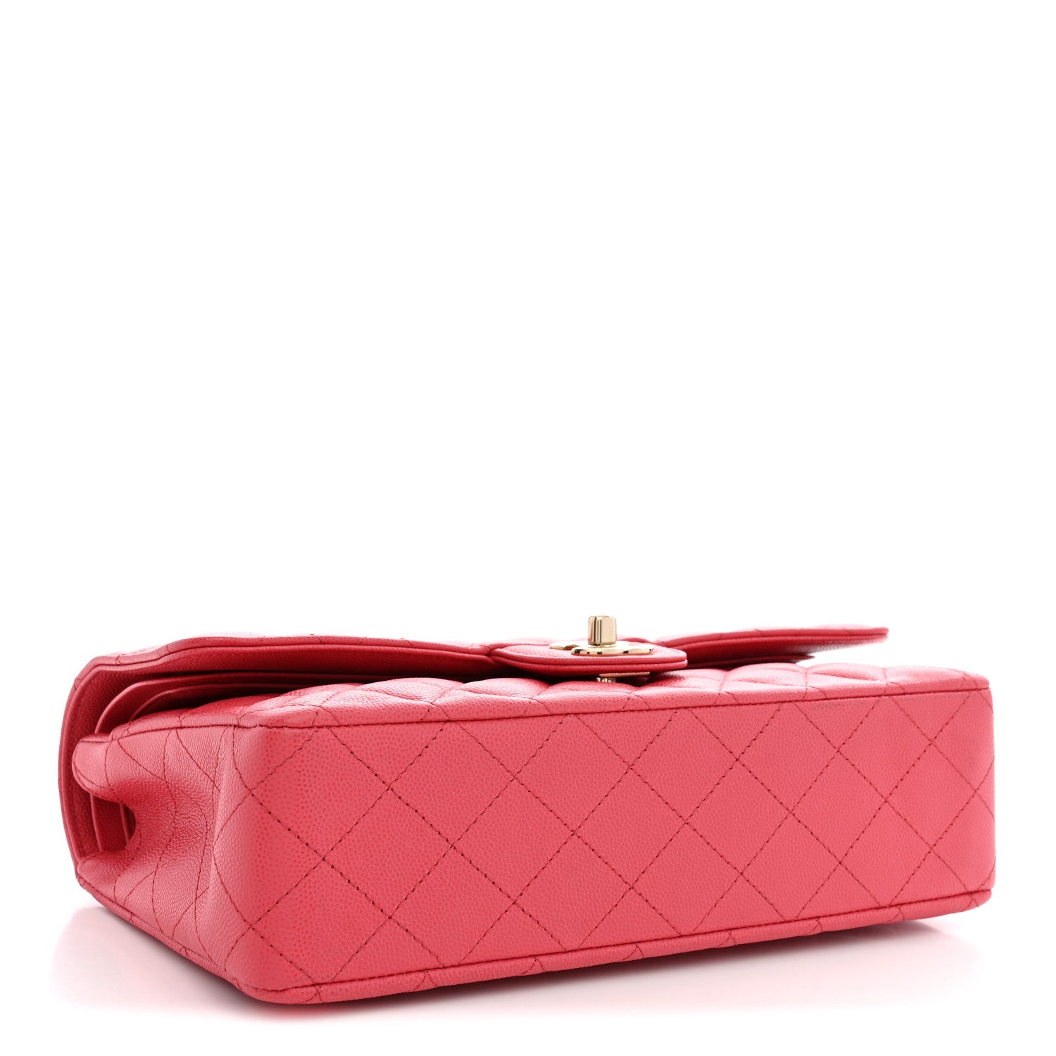 Caviar Quilted Medium Double Flap Dark Pink — view 4