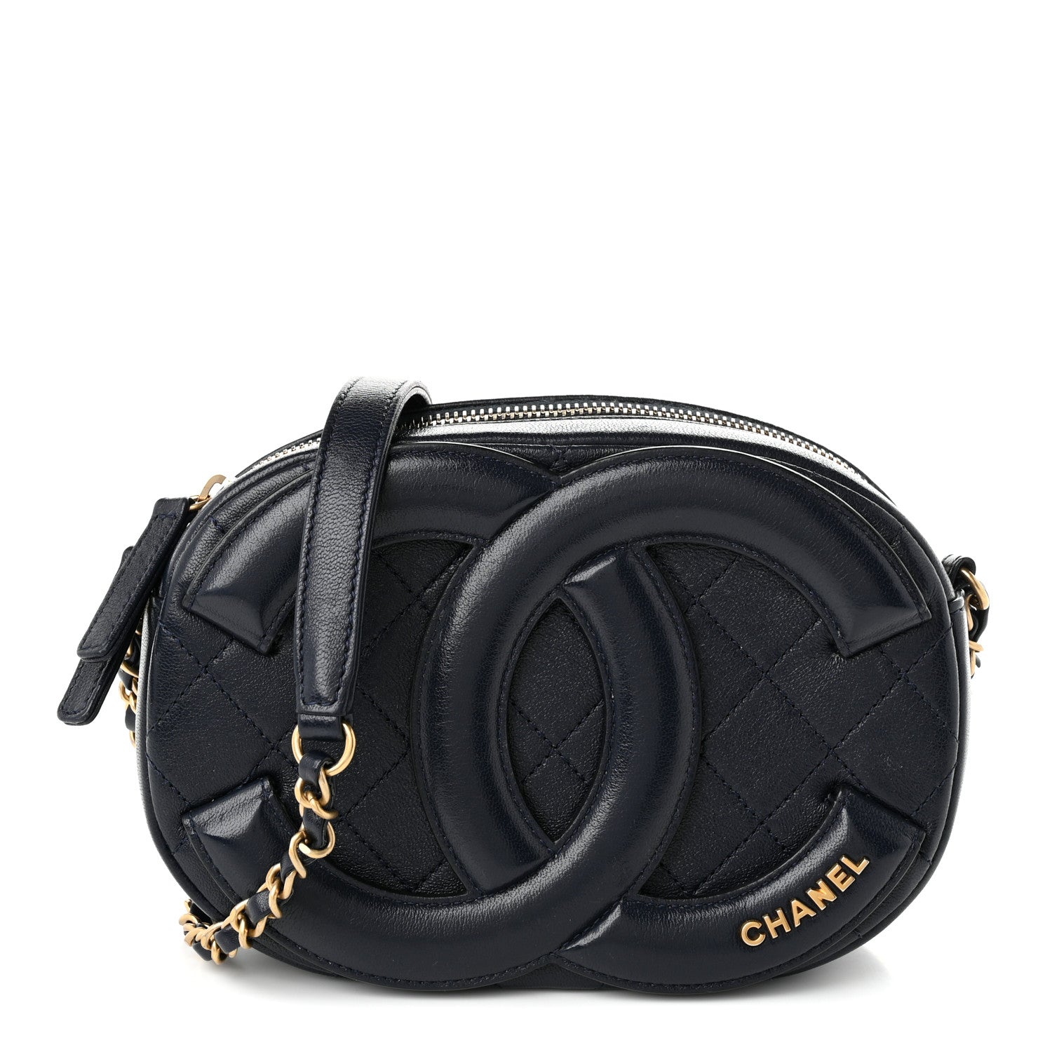 Lambskin Quilted Coco Midnight Camera Case Navy — view 1