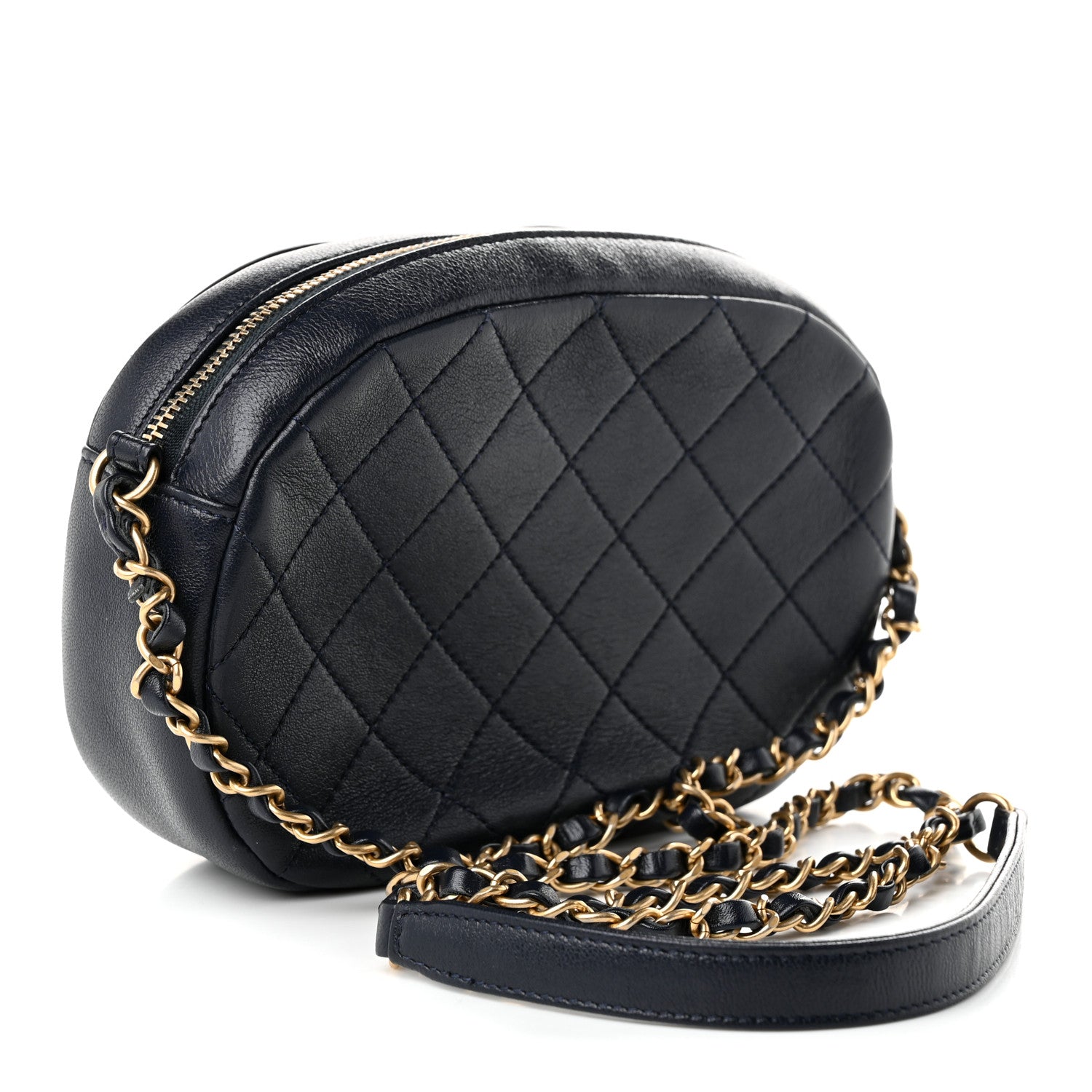 Lambskin Quilted Coco Midnight Camera Case Navy — view 3