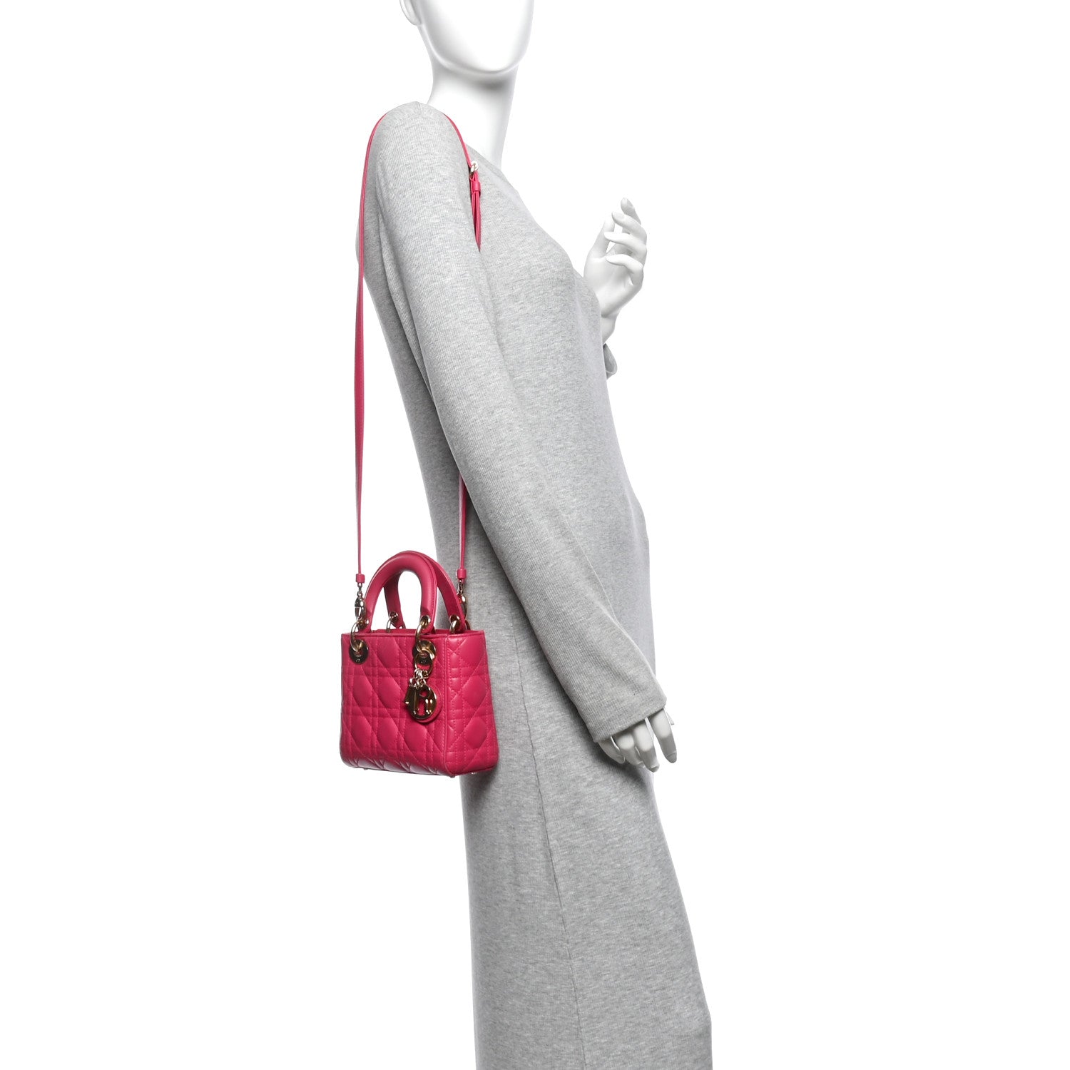 Lambskin Cannage Mini Lady Dior Pink — view 2