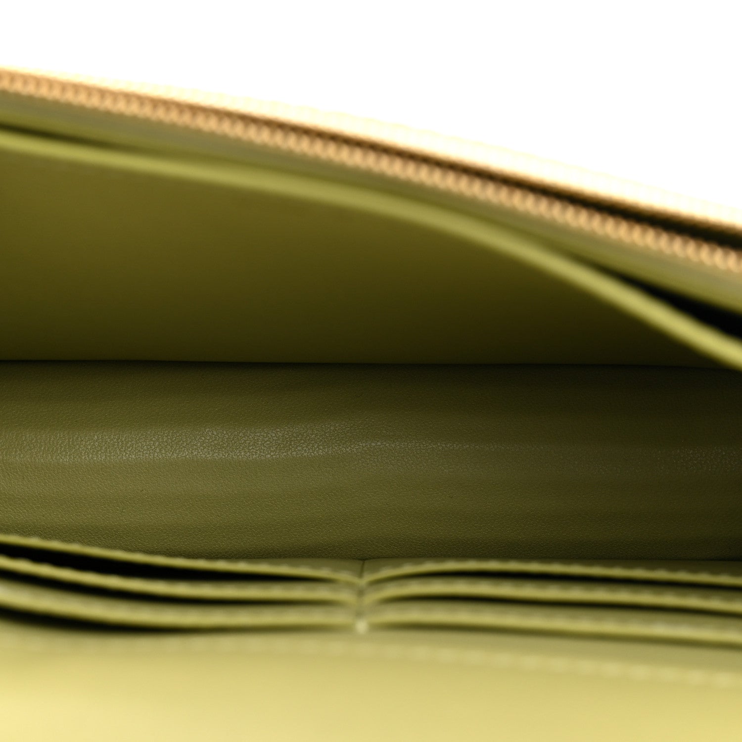 Calfskin Lizard Embossed Wallet On Chain WOC Green — view 5