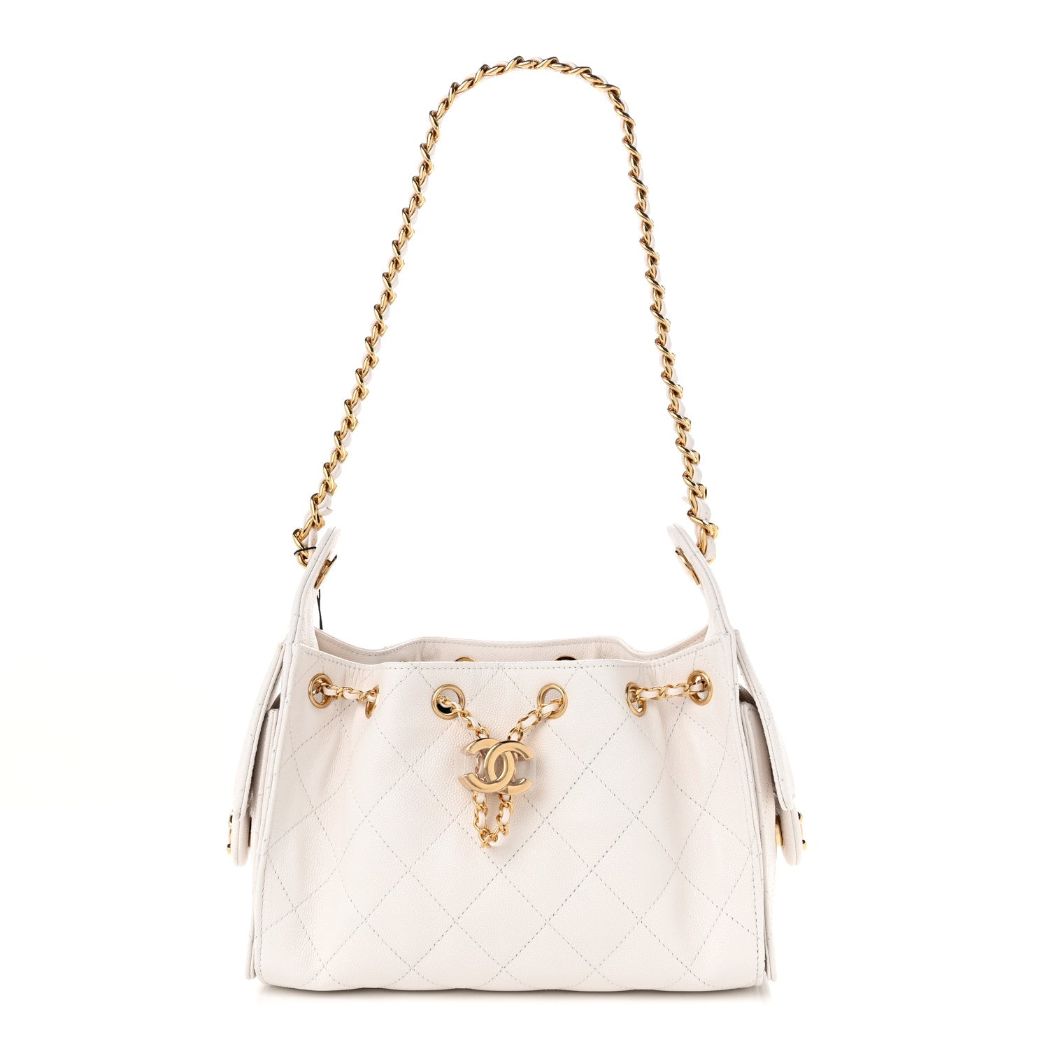 Caviar Quilted Mini Chanel 25 Handbag White