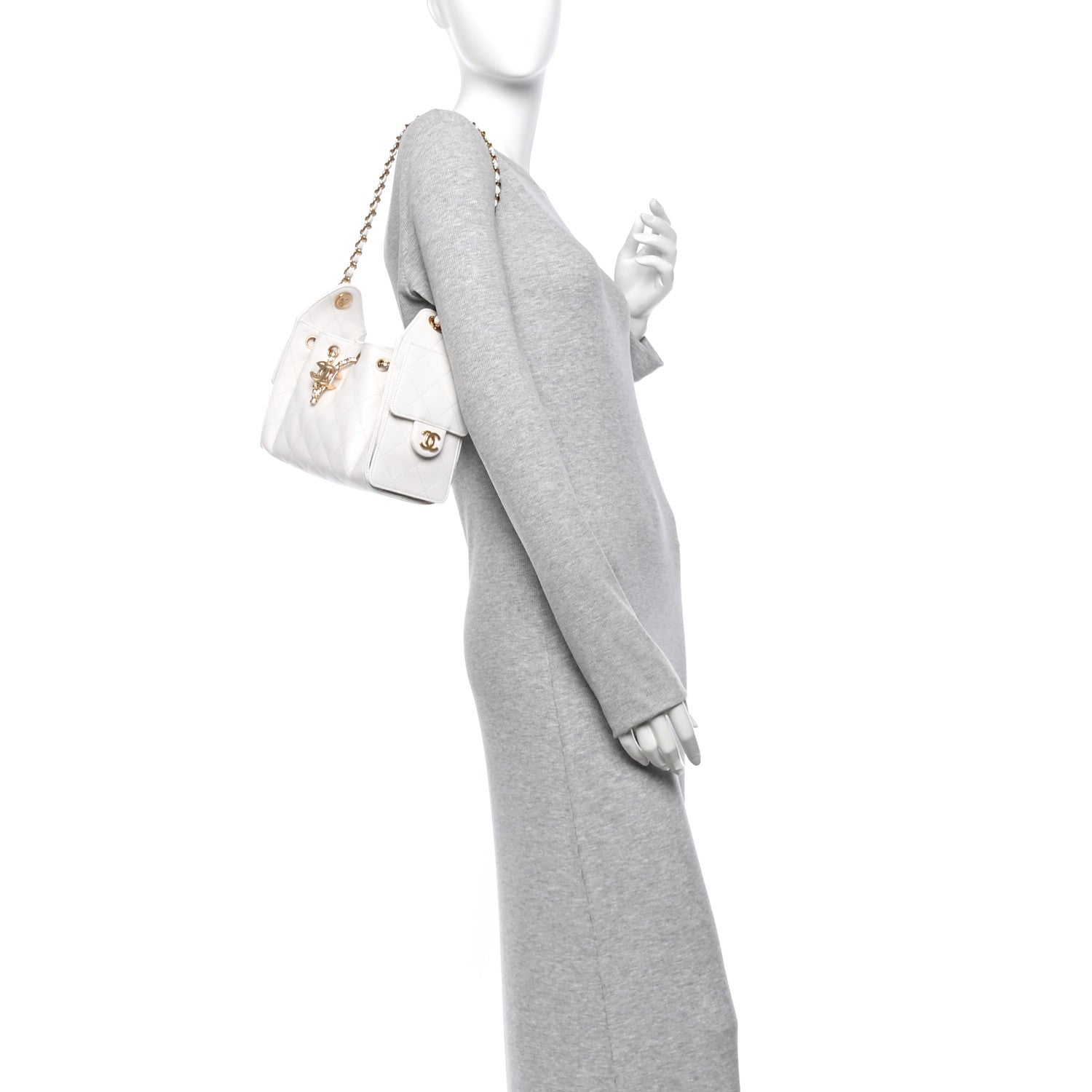 Caviar Quilted Mini Chanel 25 Handbag White — view 2