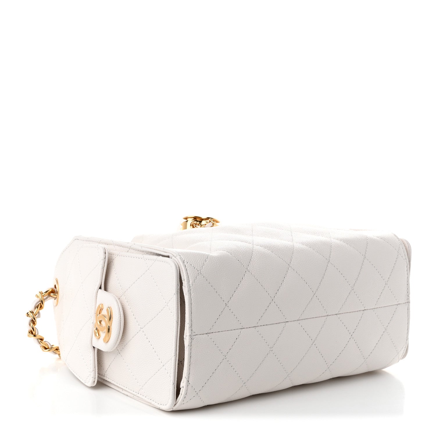 Caviar Quilted Mini Chanel 25 Handbag White — view 4
