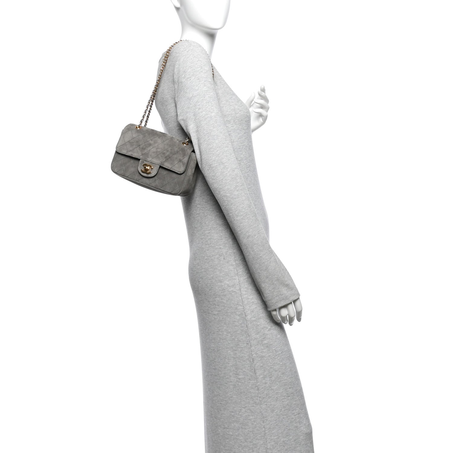 Suede Calfskin Mini Souplissimo Flap Dark Grey — view 2