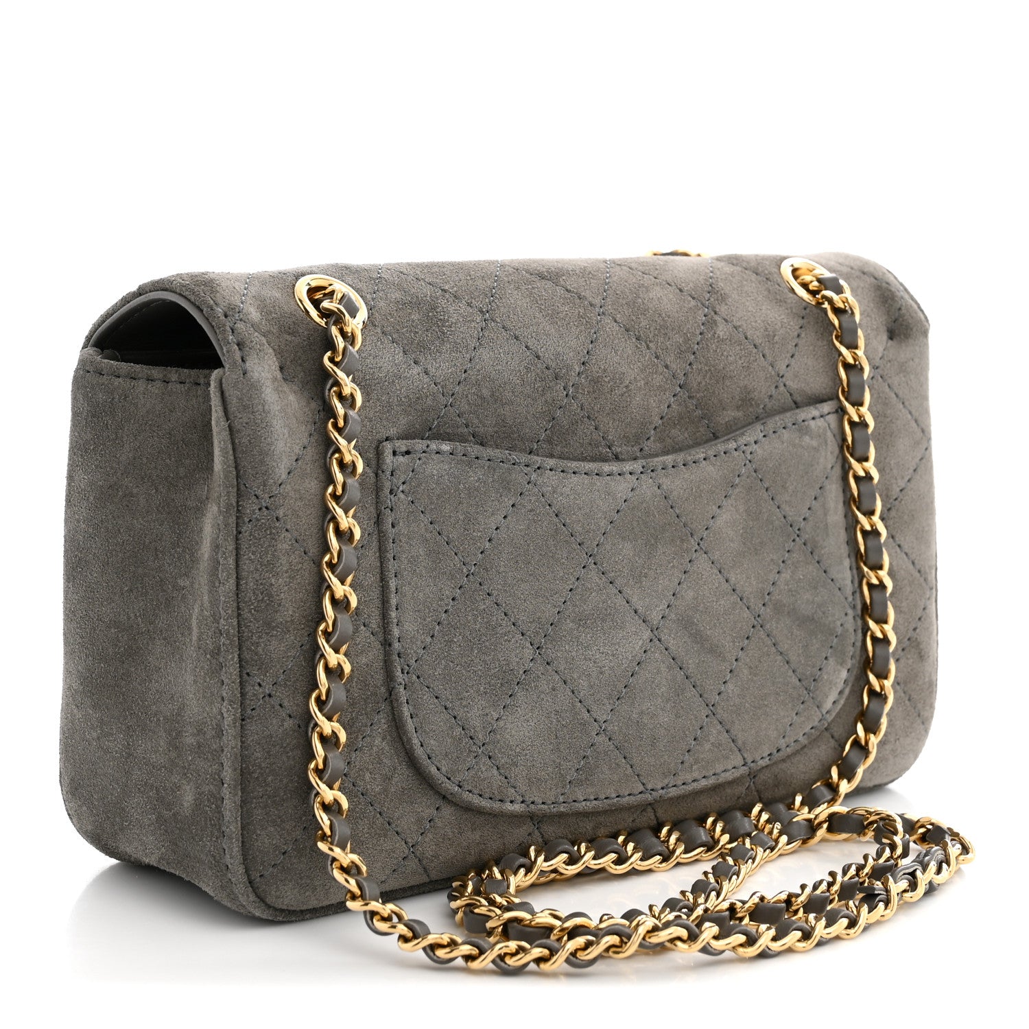 Suede Calfskin Mini Souplissimo Flap Dark Grey — view 3