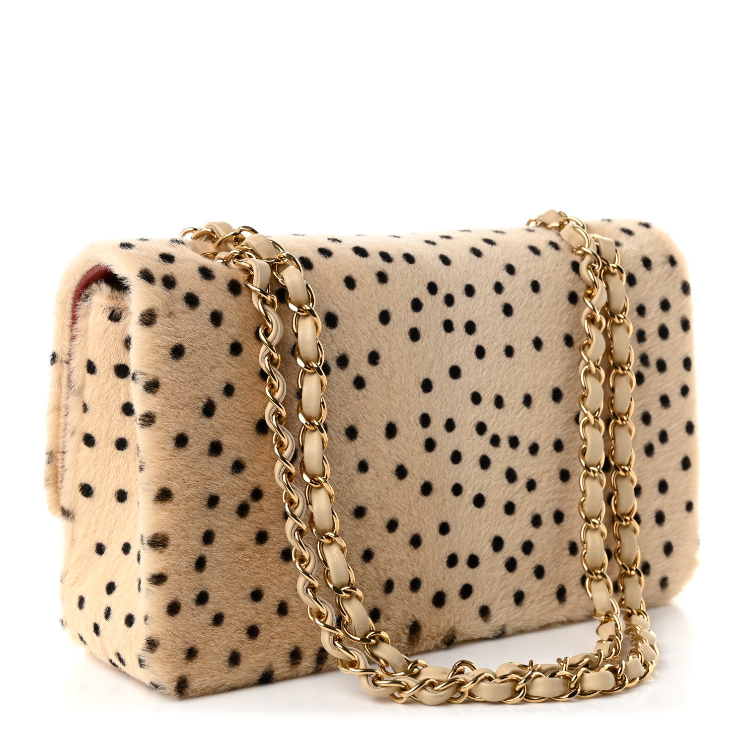 Pony Hair Cheetah Printed Creative Fabrics Flap Light Beige Black — view 3