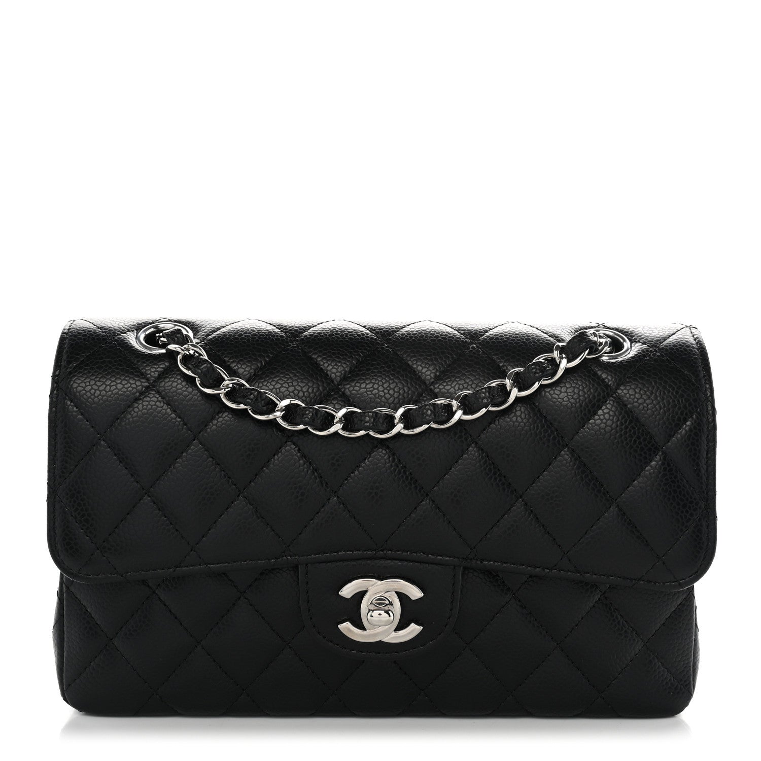 Caviar Quilted Small Double Flap Black