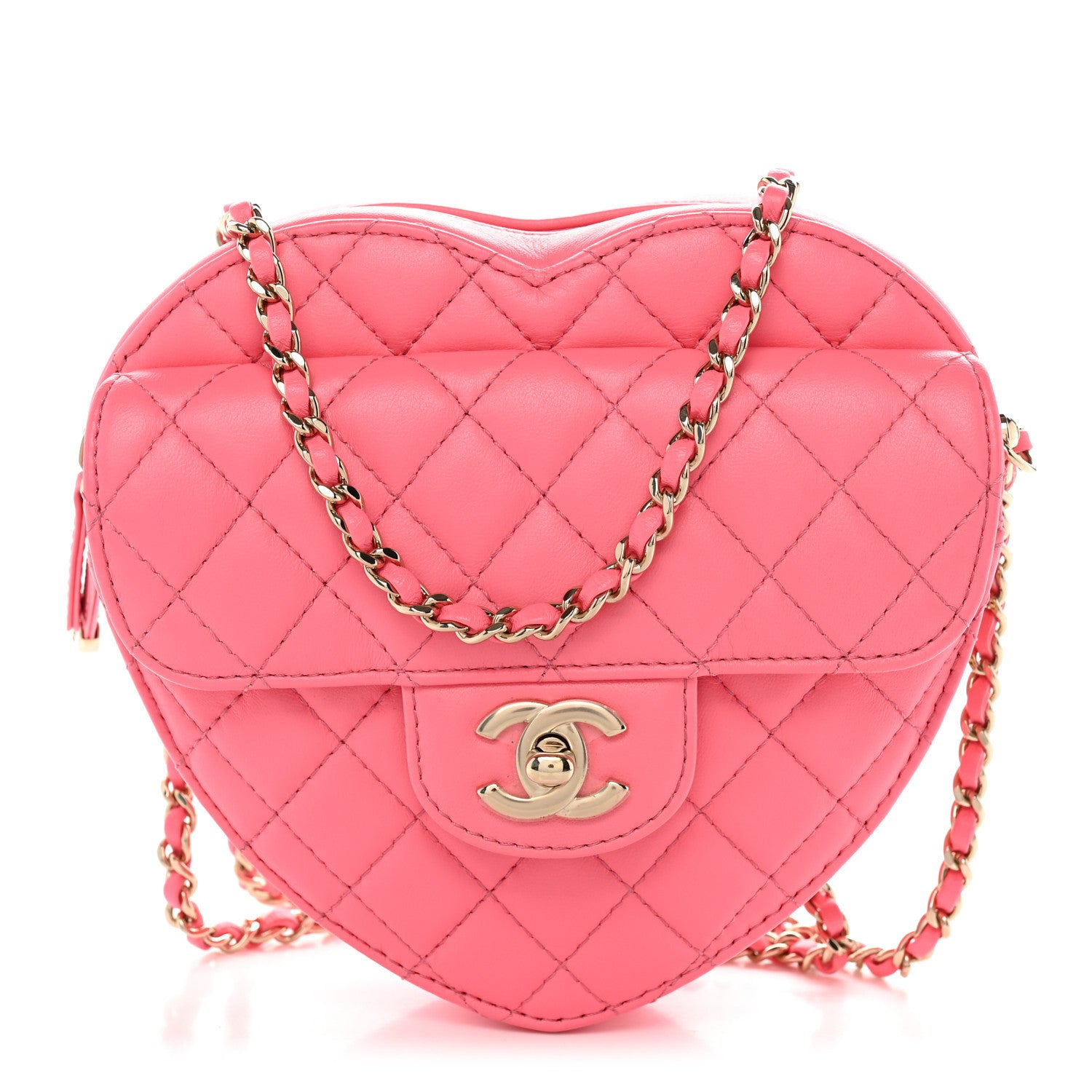 Lambskin Quilted CC In Love Heart Bag Pink