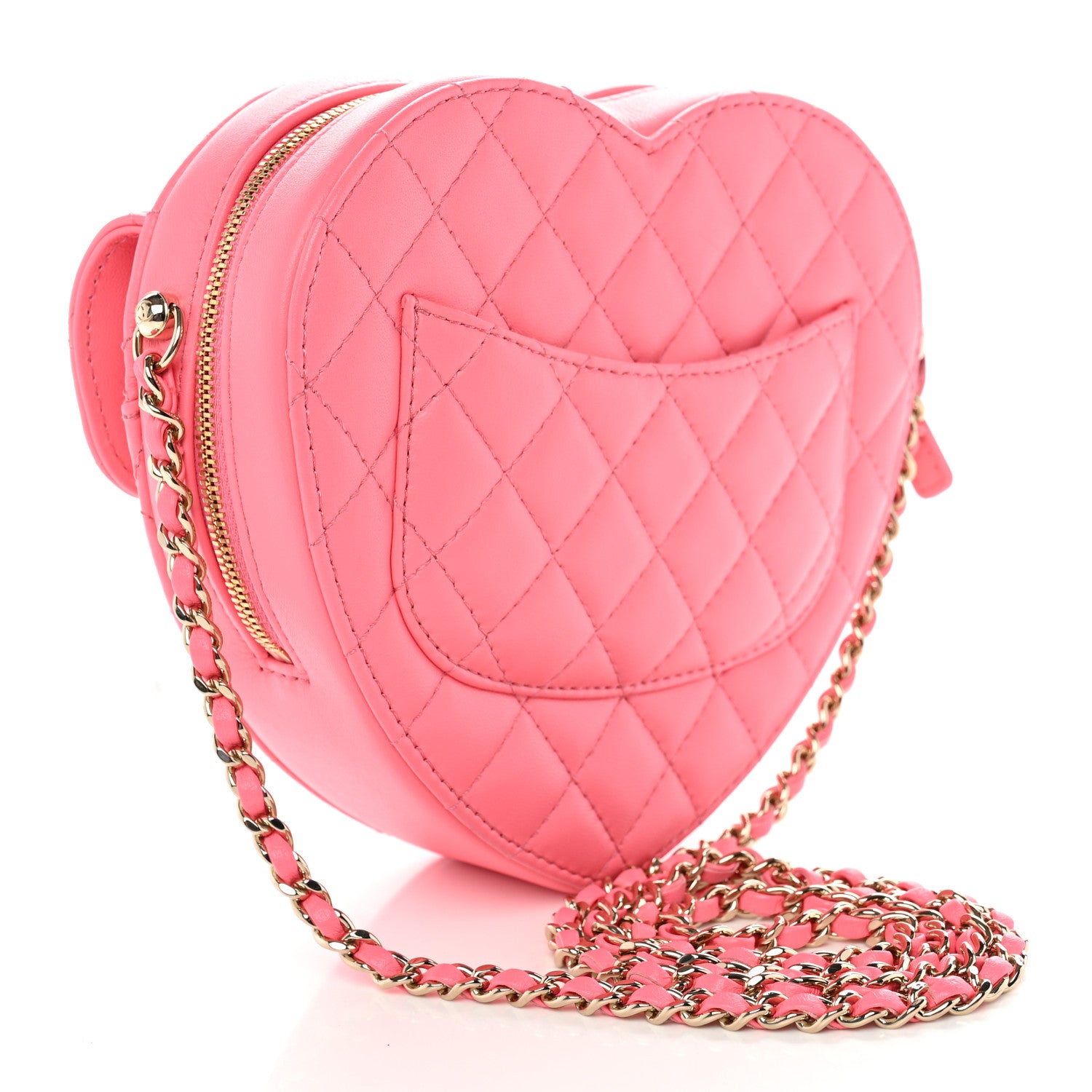 Lambskin Quilted CC In Love Heart Bag Pink — view 2