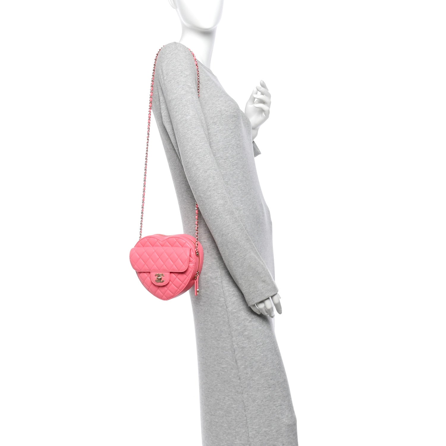 Lambskin Quilted CC In Love Heart Bag Pink — view 3