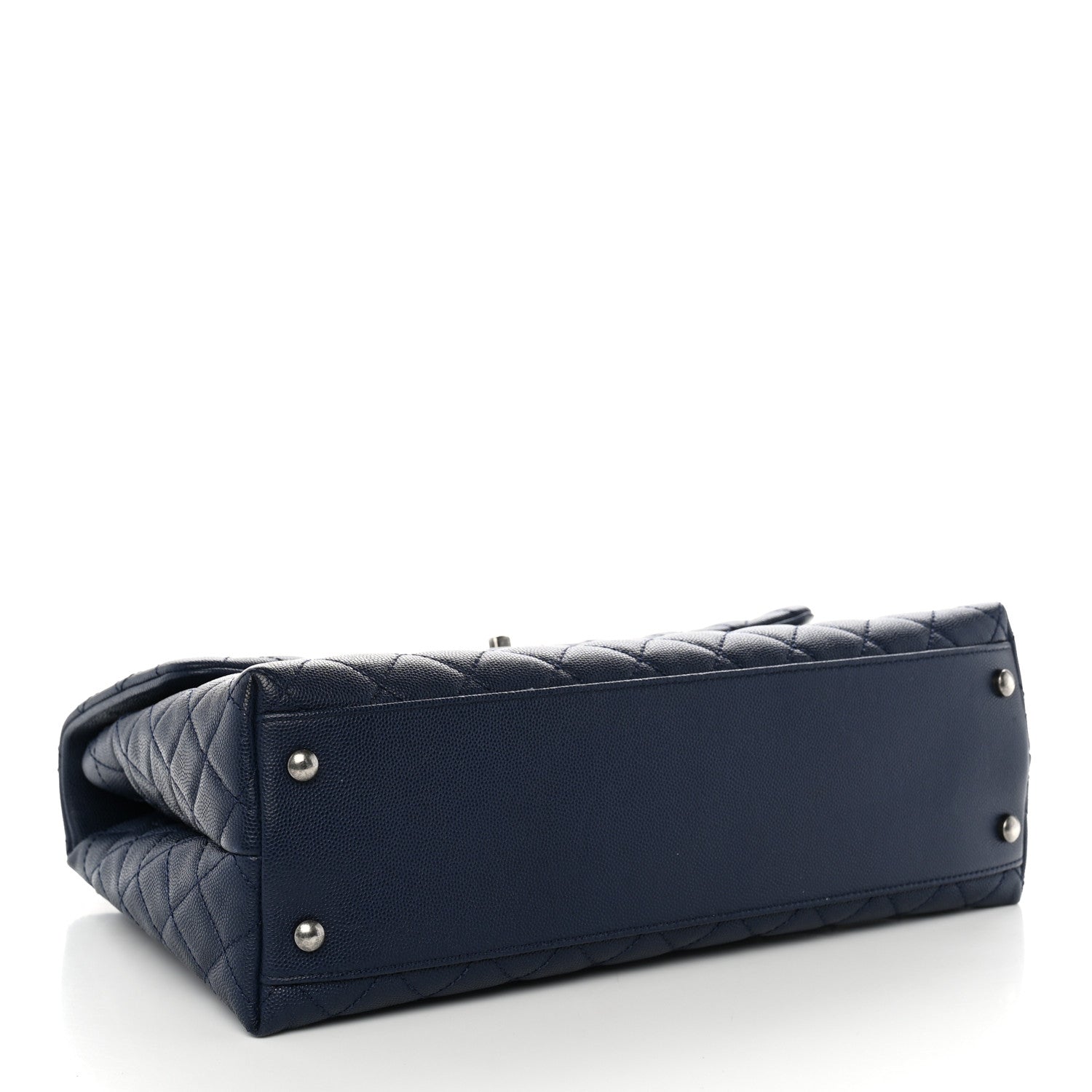 Caviar Lizard Quilted Medium Coco Handle Flap Navy — view 3
