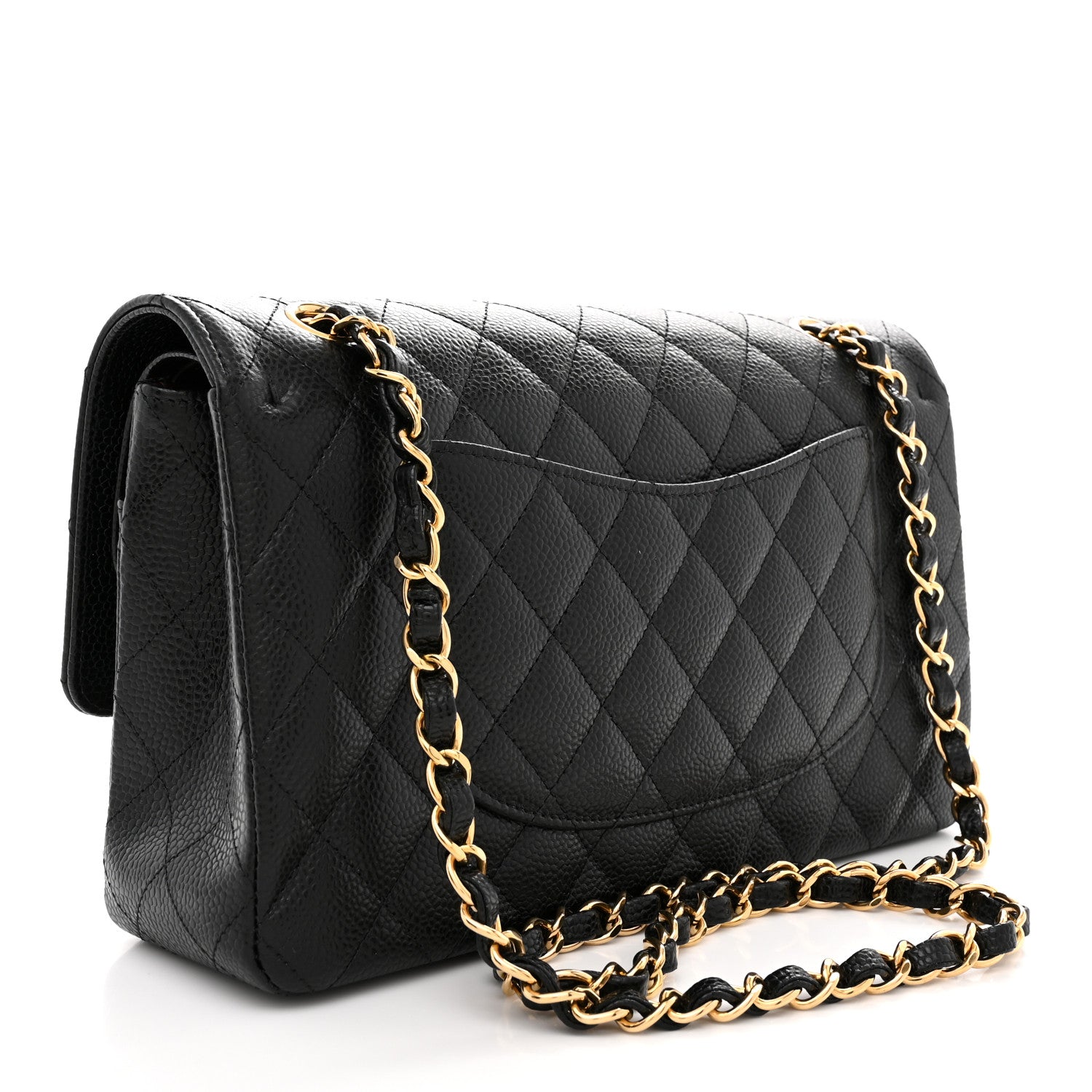 Caviar Quilted Medium Double Flap Black — view 3