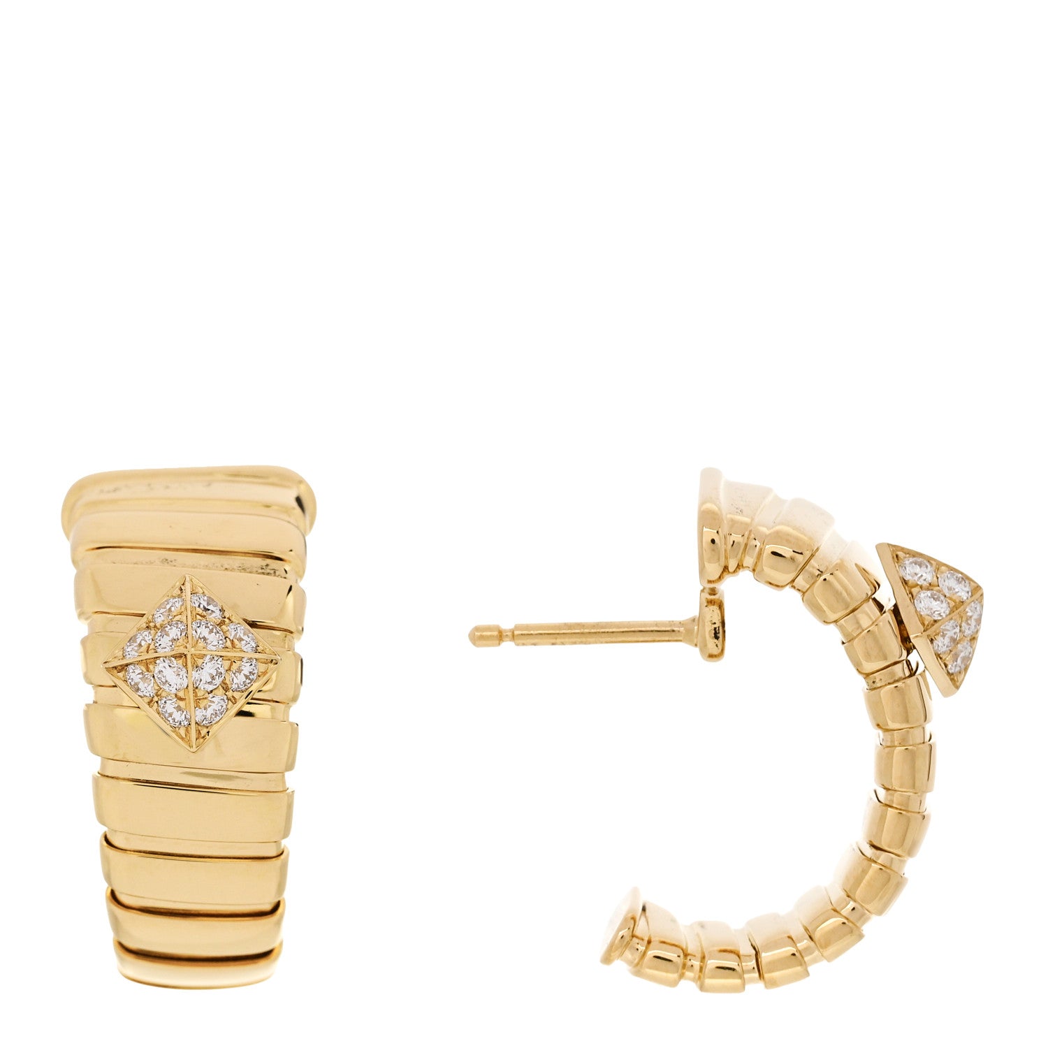 18K Yellow Gold Diamond Tubogas Earrings