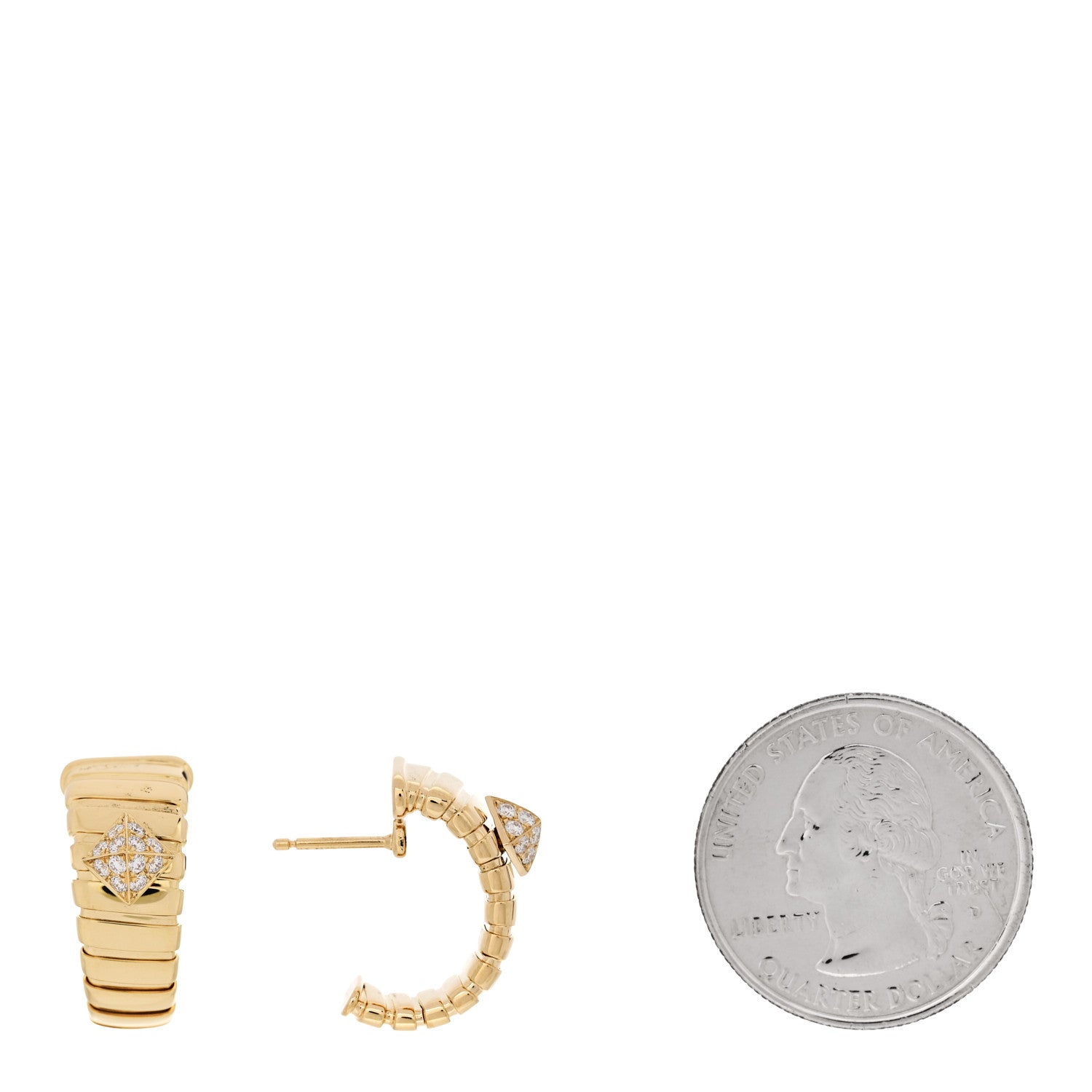 18K Yellow Gold Diamond Tubogas Earrings — view 2