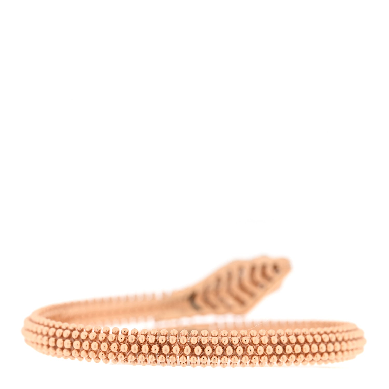 18K Rose Gold Diamond Black Onyx Serpenti Single Coil Bracelet M — view 2