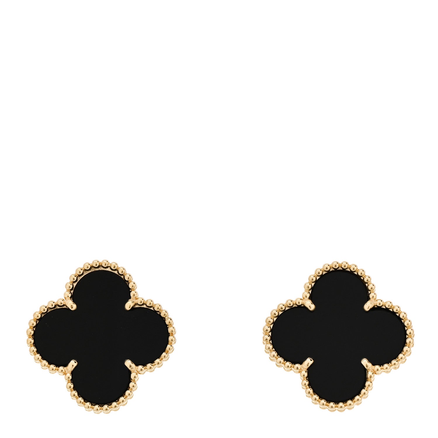 18K Yellow Gold Black Onyx Magic Alhambra Earrings