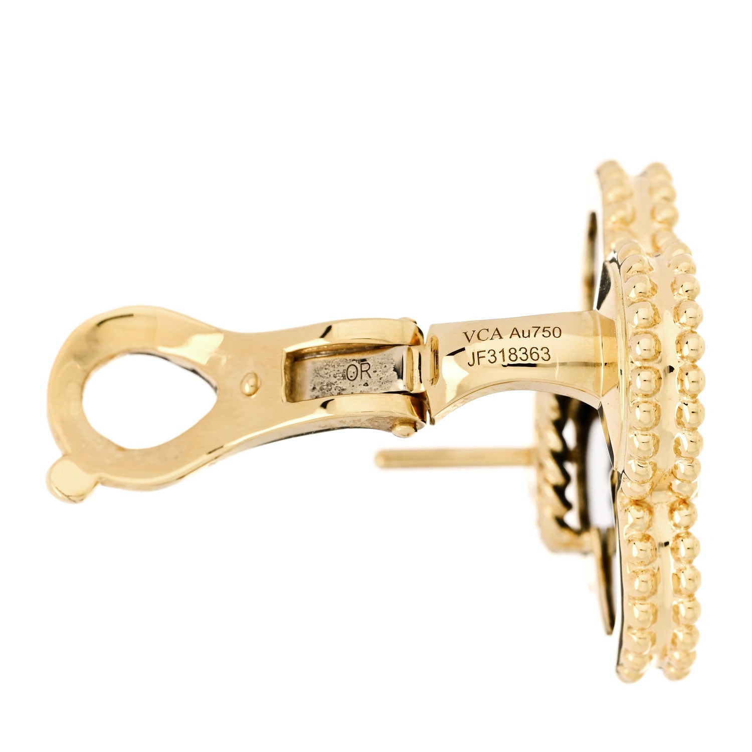 18K Yellow Gold Black Onyx Magic Alhambra Earrings — view 4