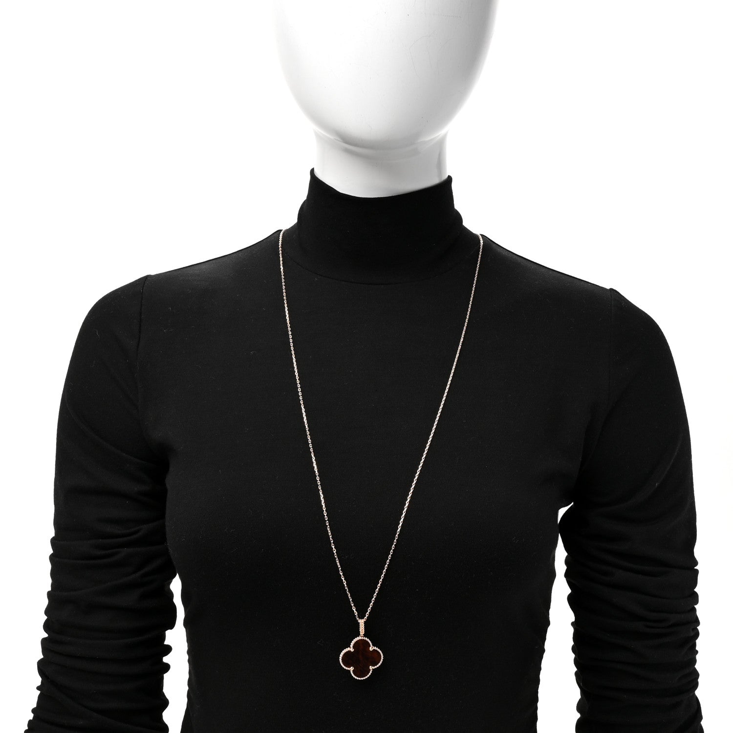 18K Rose Gold Letterwood Magic Alhambra Long Necklace — view 2