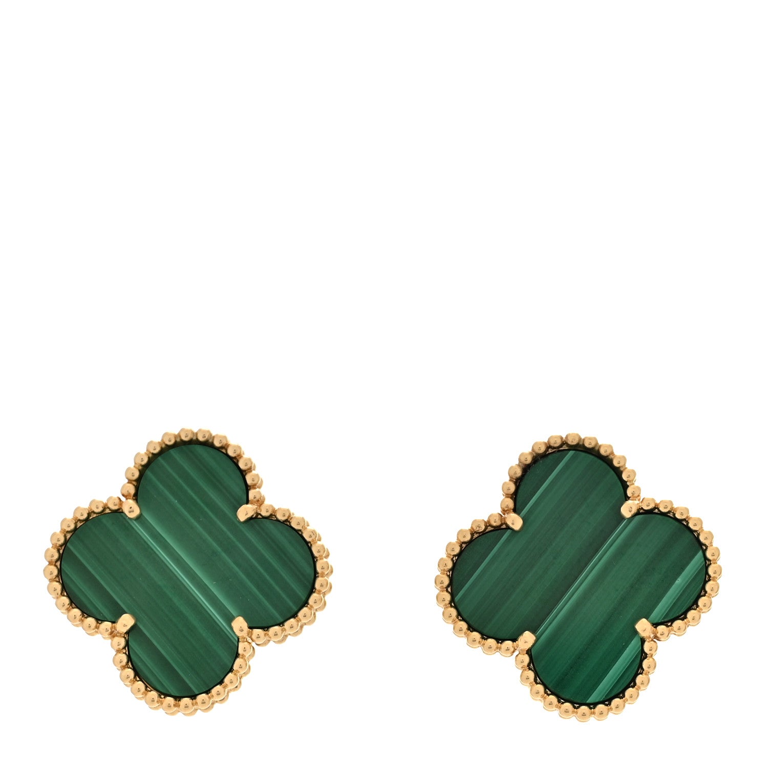 18K Yellow Gold Malachite Magic Alhambra Earrings