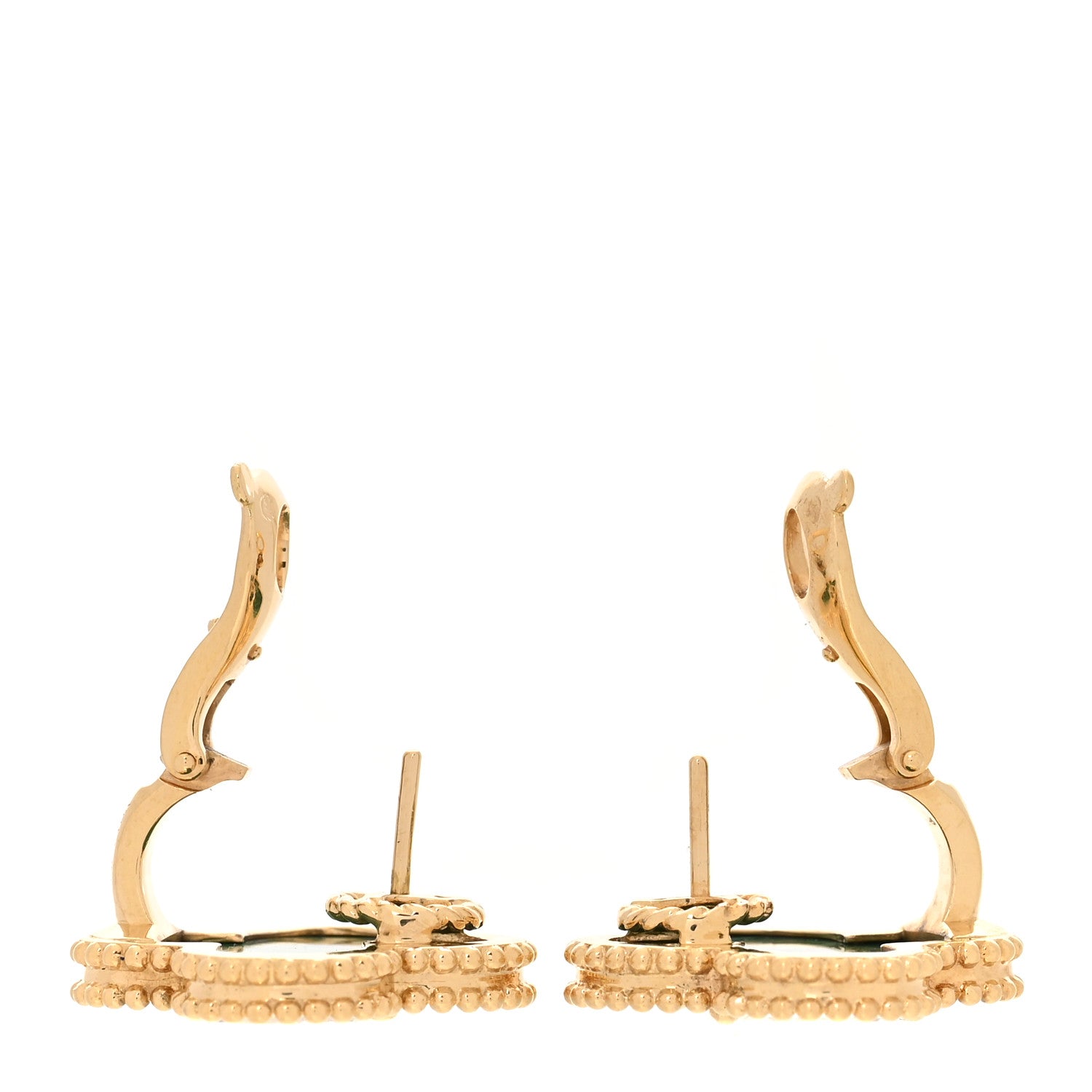 18K Yellow Gold Malachite Magic Alhambra Earrings — view 3