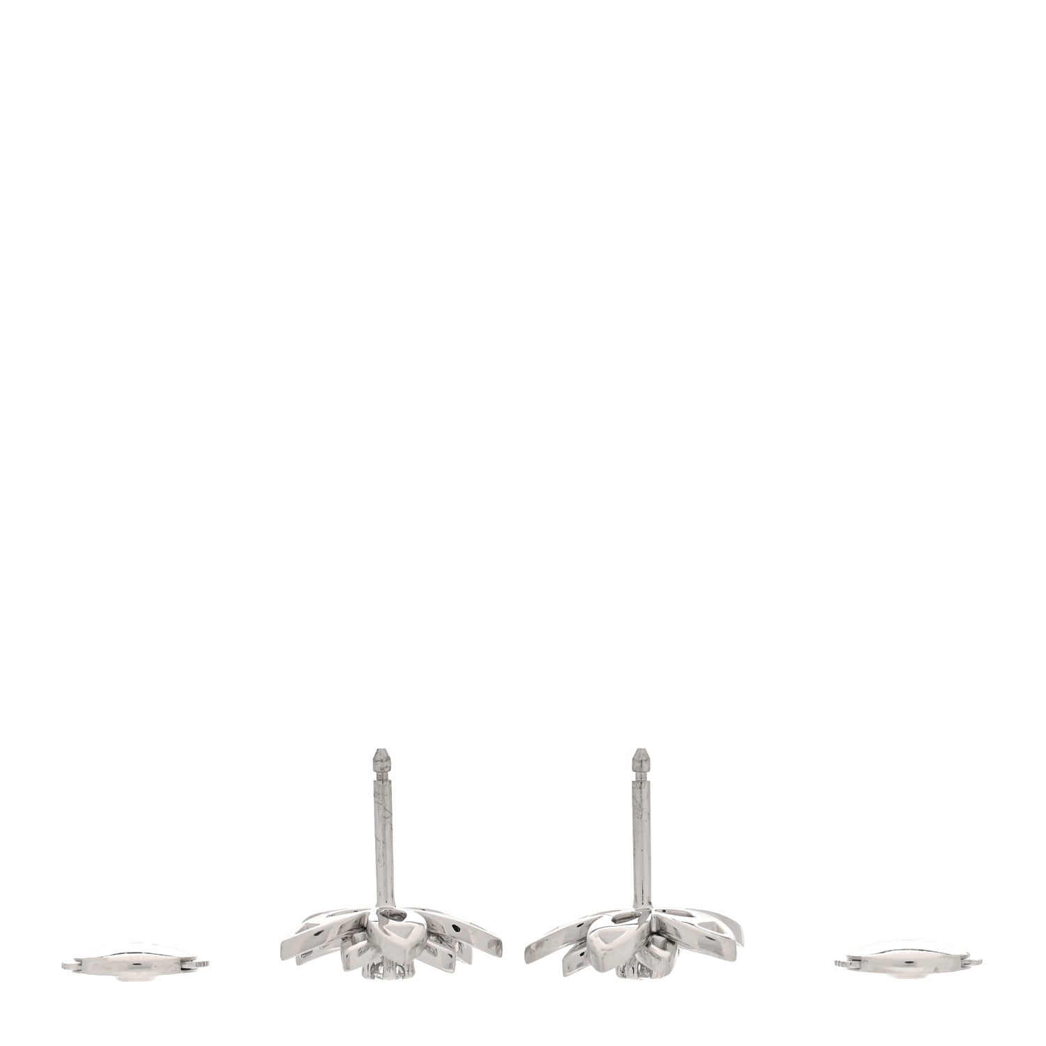 18K White Gold Diamond Mini Lotus Openwork Earrings — view 3