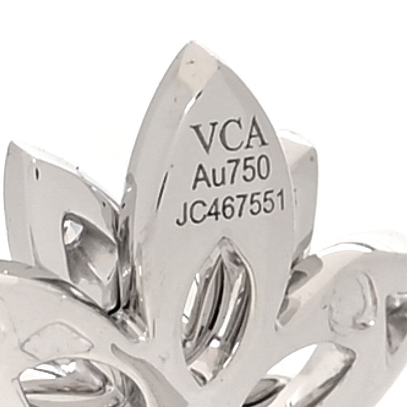 18K White Gold Diamond Mini Lotus Openwork Earrings — view 4