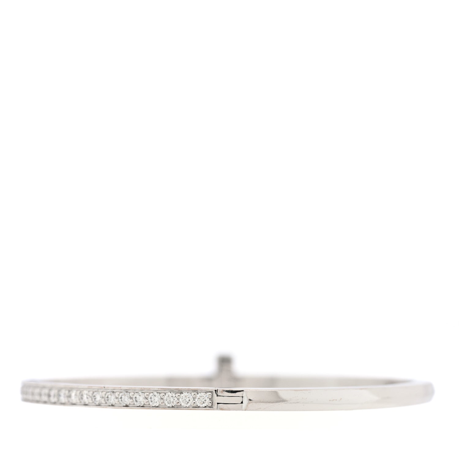18K White Gold Diamond Narrow T1 Hinged Bangle Bracelet — view 2