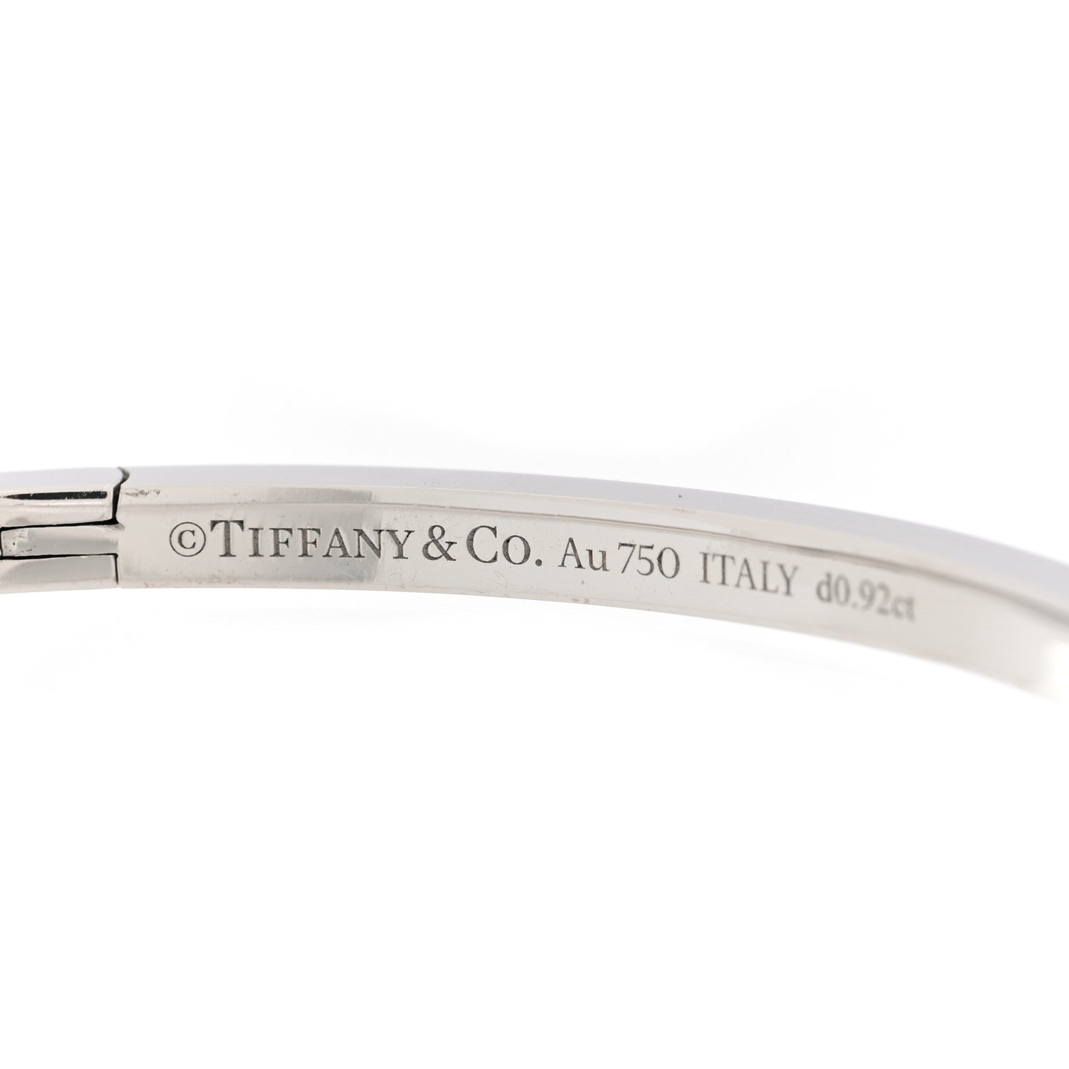 18K White Gold Diamond Narrow T1 Hinged Bangle Bracelet — view 3