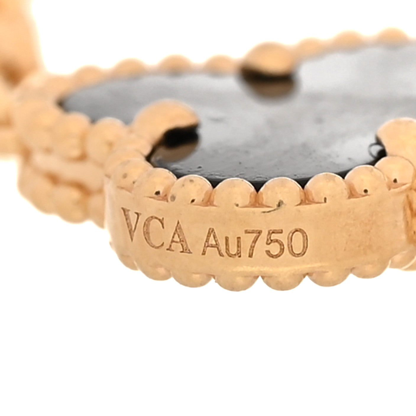 18K Yellow Gold Black Onyx 5 Motifs Vintage Alhambra Bracelet — view 4