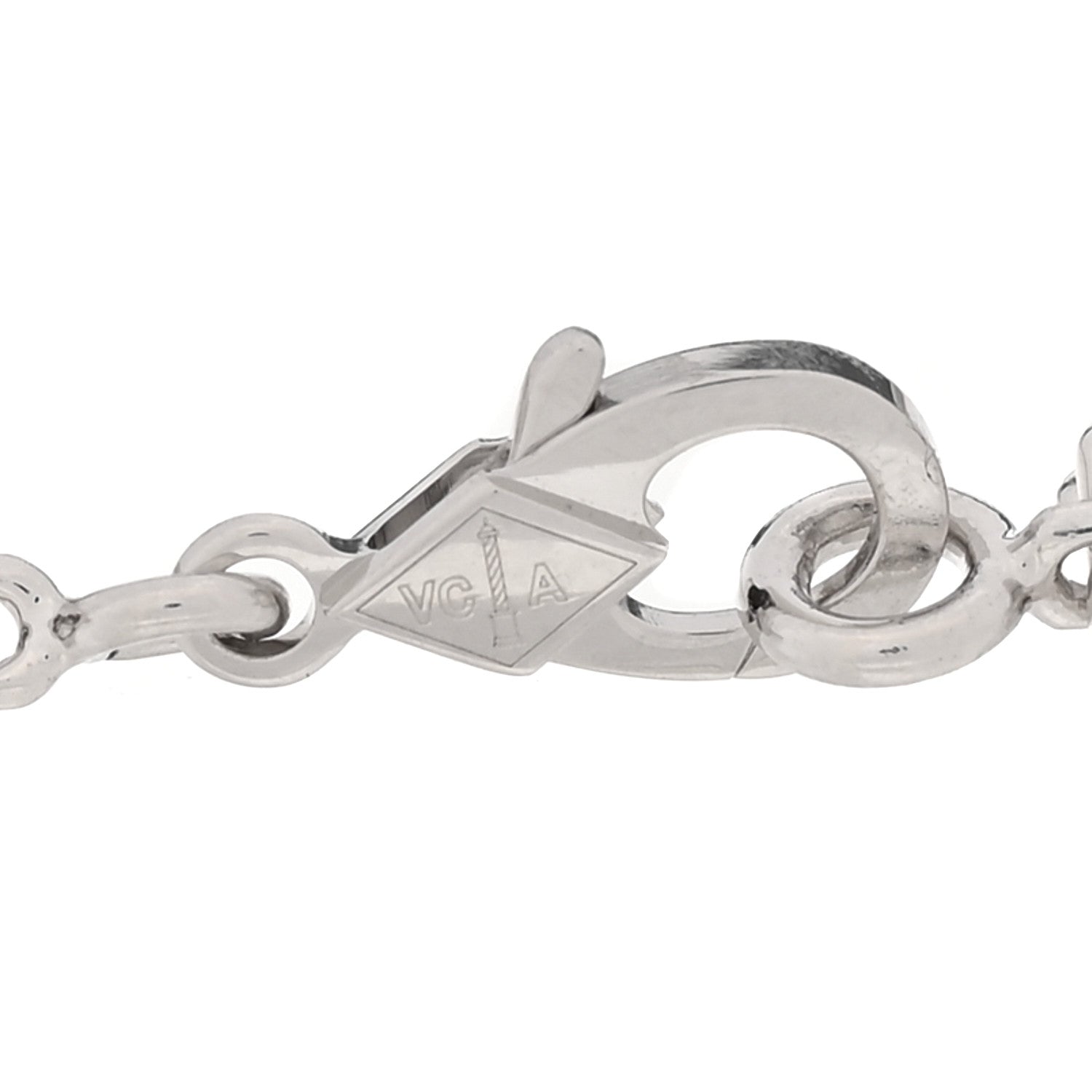 18K White Gold Mother of Pearl 5 Motifs Vintage Alhambra Bracelet — view 3