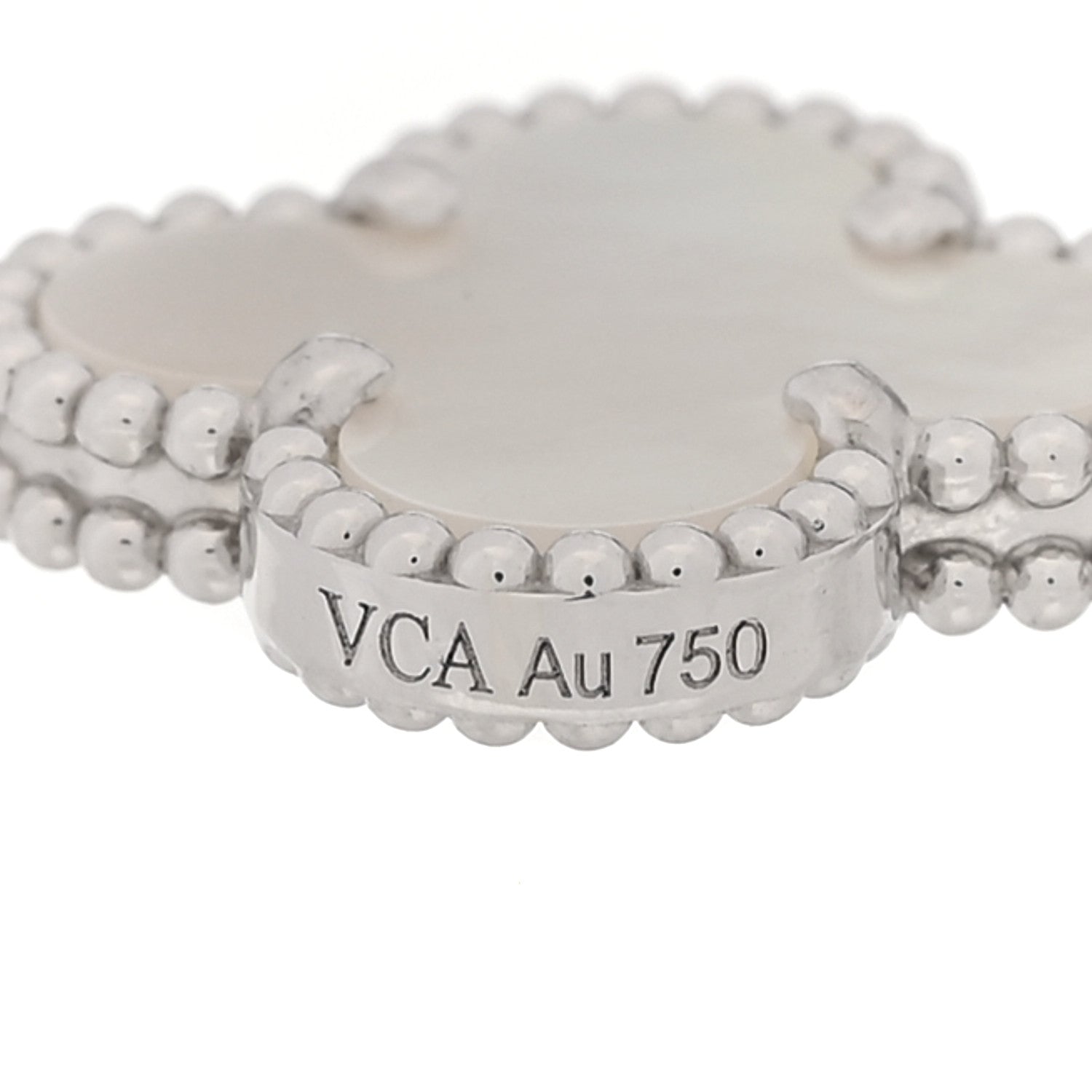 18K White Gold Mother of Pearl 5 Motifs Vintage Alhambra Bracelet — view 4