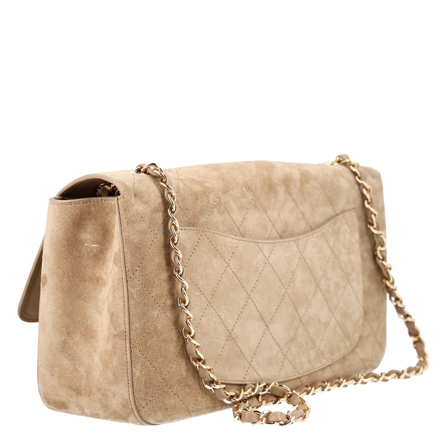 Suede Calfskin Small Souplissimo Maxi Flap Dark Beige — view 3