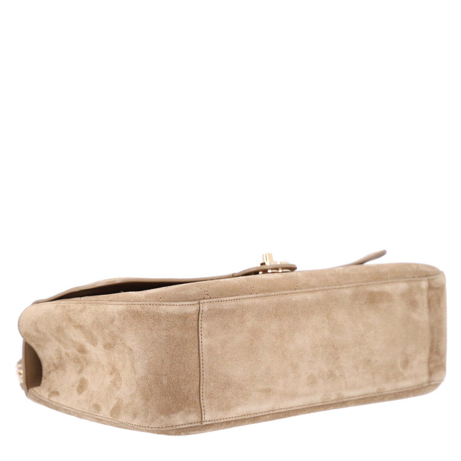 Suede Calfskin Small Souplissimo Maxi Flap Dark Beige — view 4