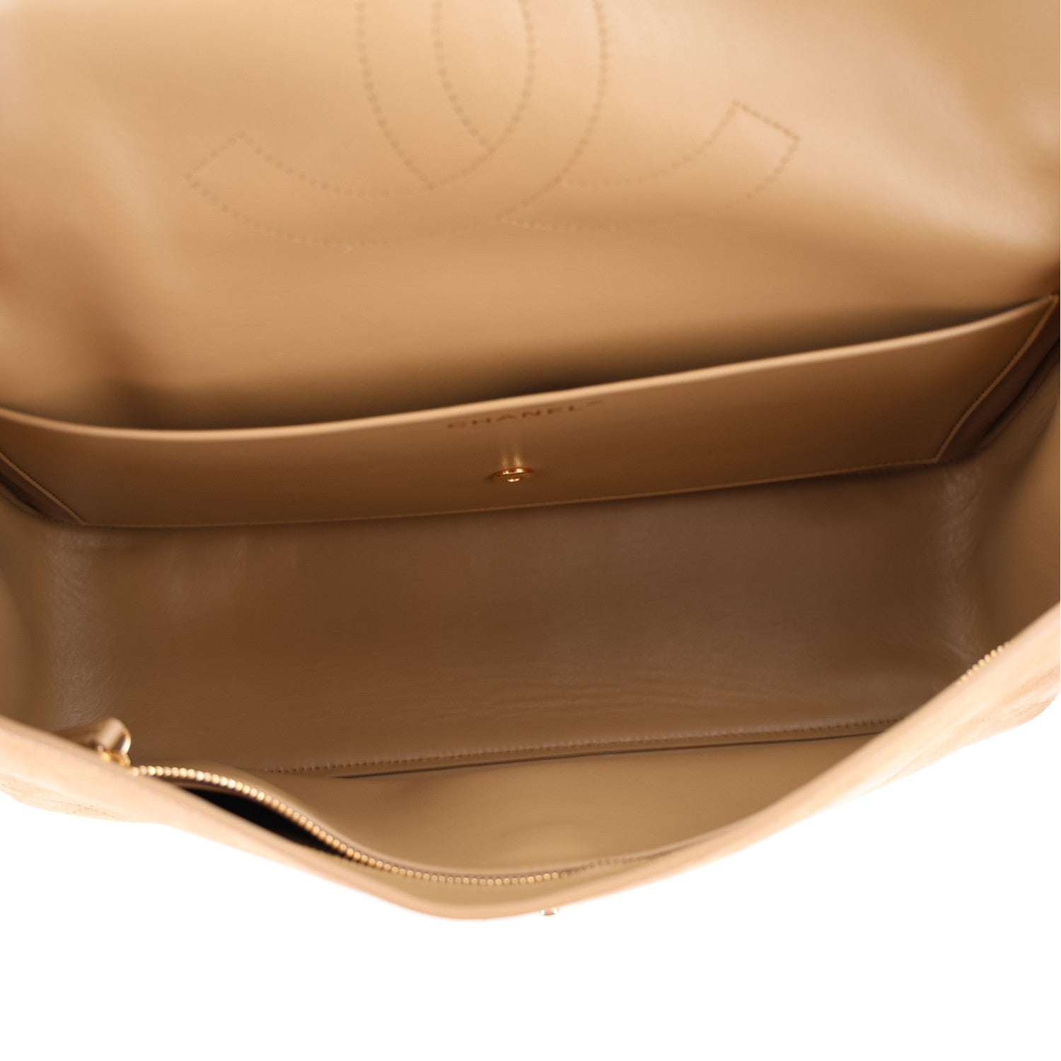 Suede Calfskin Small Souplissimo Maxi Flap Dark Beige — view 5