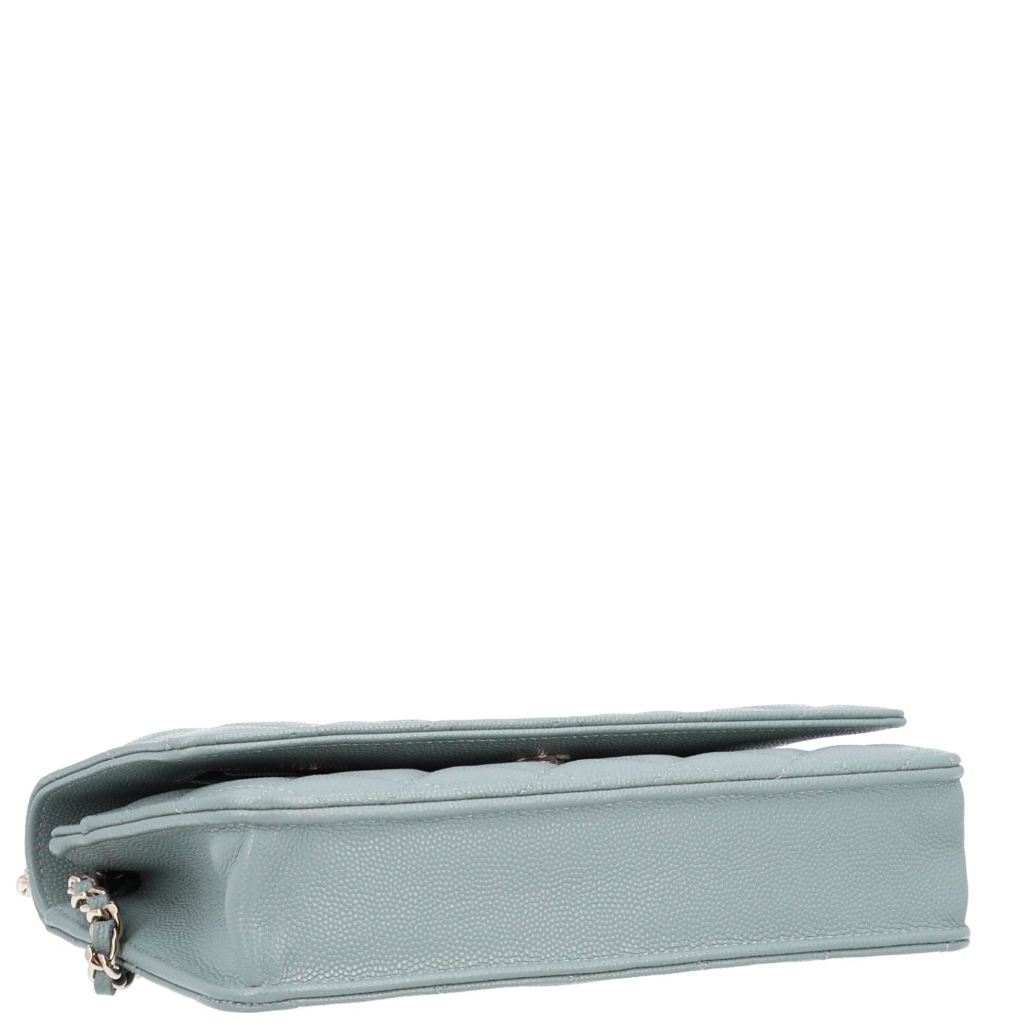 Caviar Quilted Wallet on Chain WOC Grey — view 4