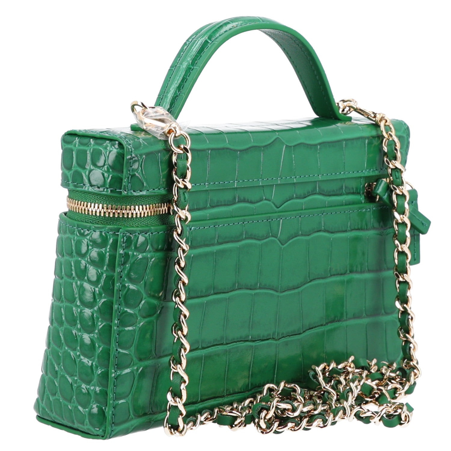 Calfskin Crocodile Embossed Crococo Exoticoco Vanity With Chain Green — view 3
