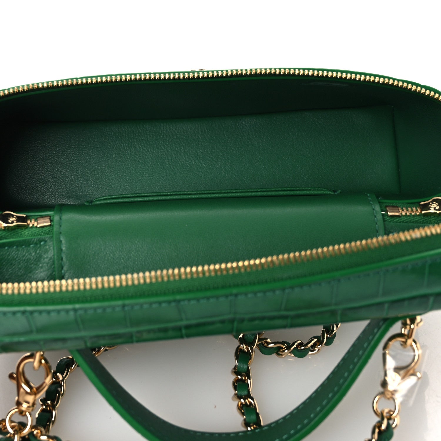 Calfskin Crocodile Embossed Crococo Exoticoco Vanity With Chain Emerald — view 5