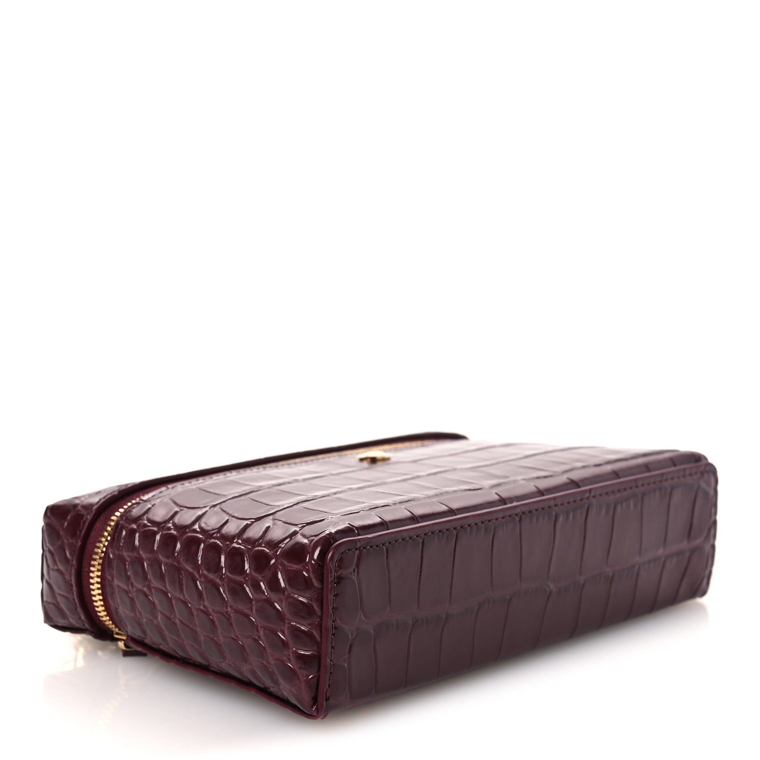 Calfskin Crocodile Embossed Crococo Exoticoco Vanity With Chain Dark Burgundy — view 4