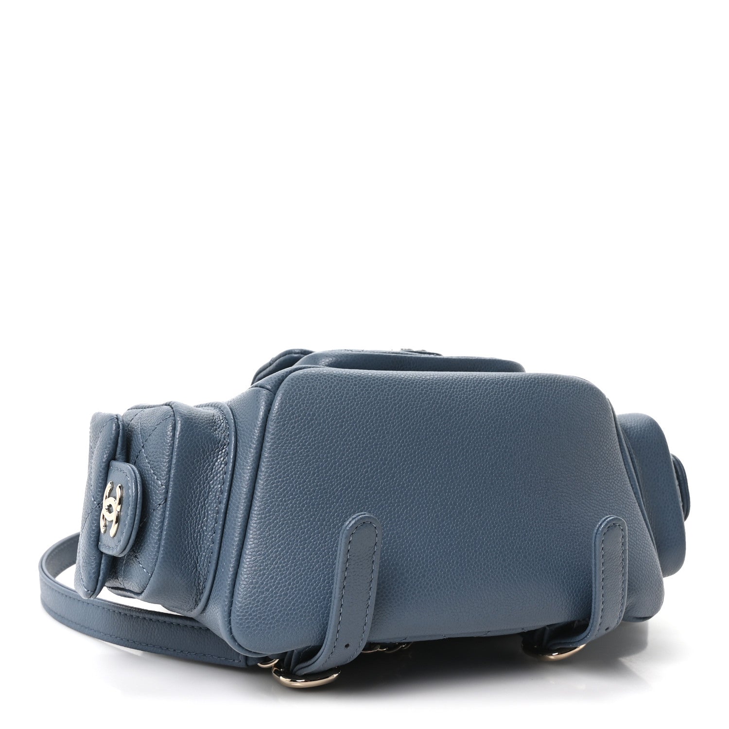 Shiny Caviar Quilted Small Cargo Duma Backpack Blue — view 4